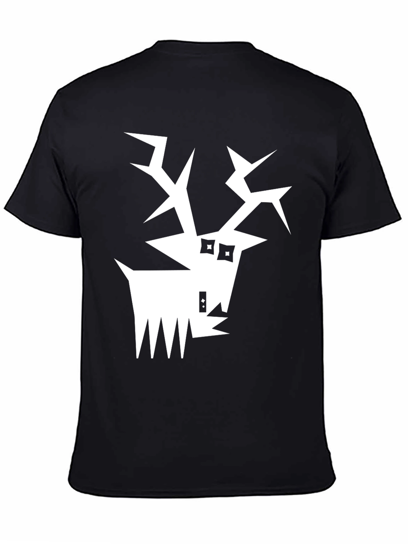 Black Abstract Reindeer Graphic Tee - Black view 4
