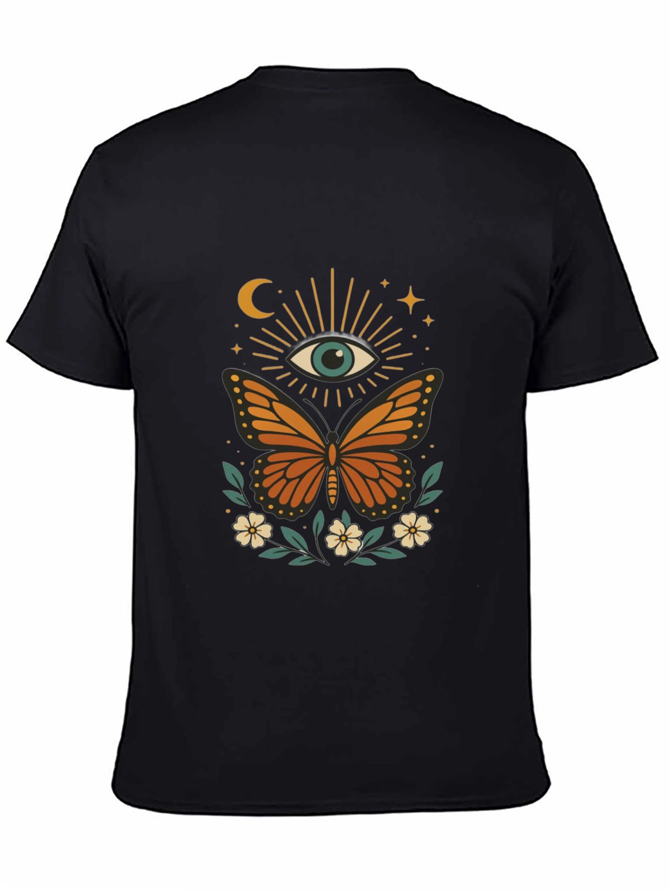 Black Mystic Eye Butterfly Graphic Tee - Black Cotton Blend view 4