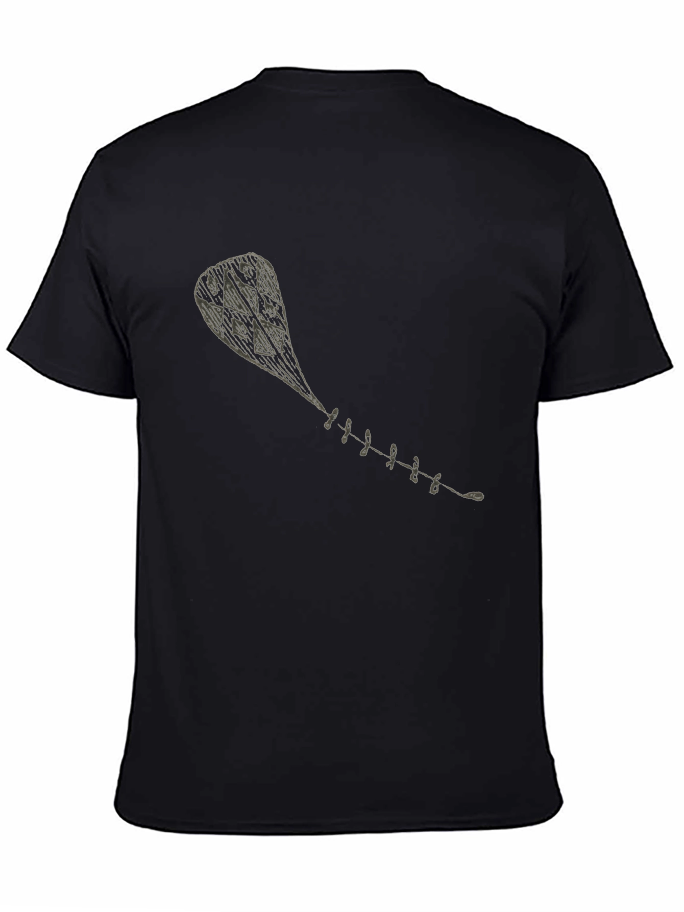 Black T-Shirt with Kite Graphic - 4