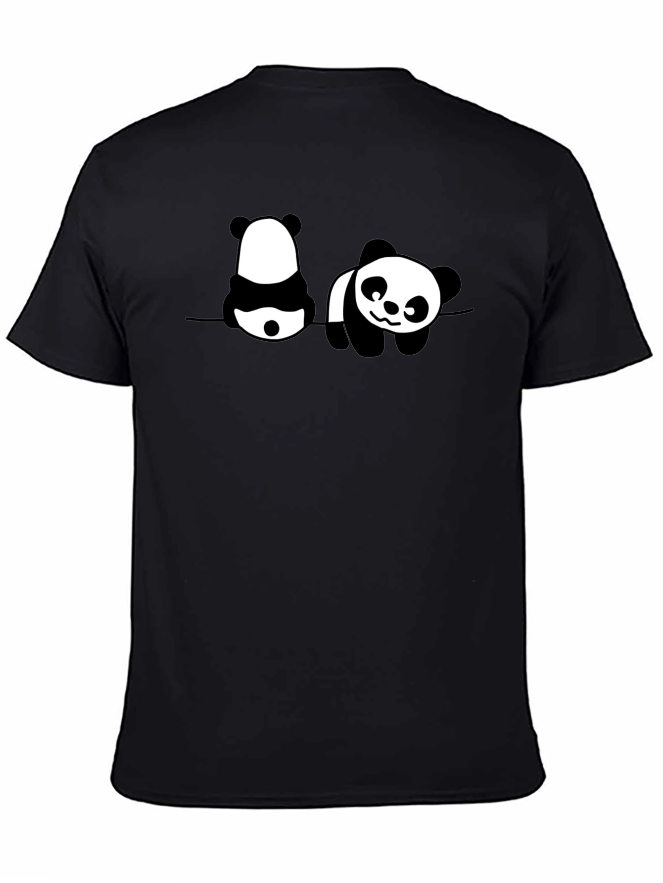 Black Panda Print Men's Black Graphic T-Shirt view 4