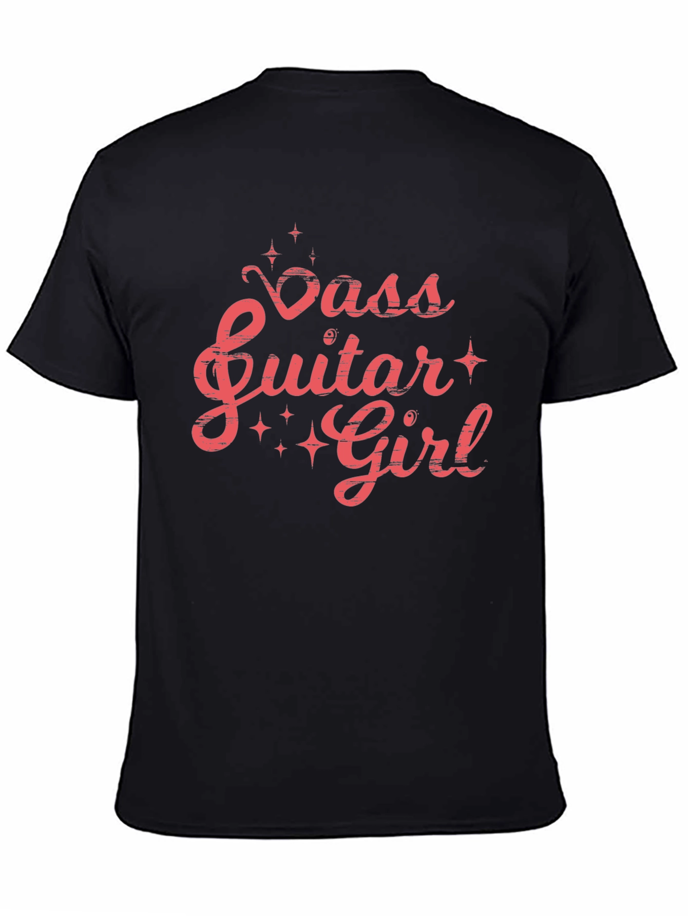 Black Bass Guitar Girl Graphic Tee - Black Cotton T-Shirt view 4