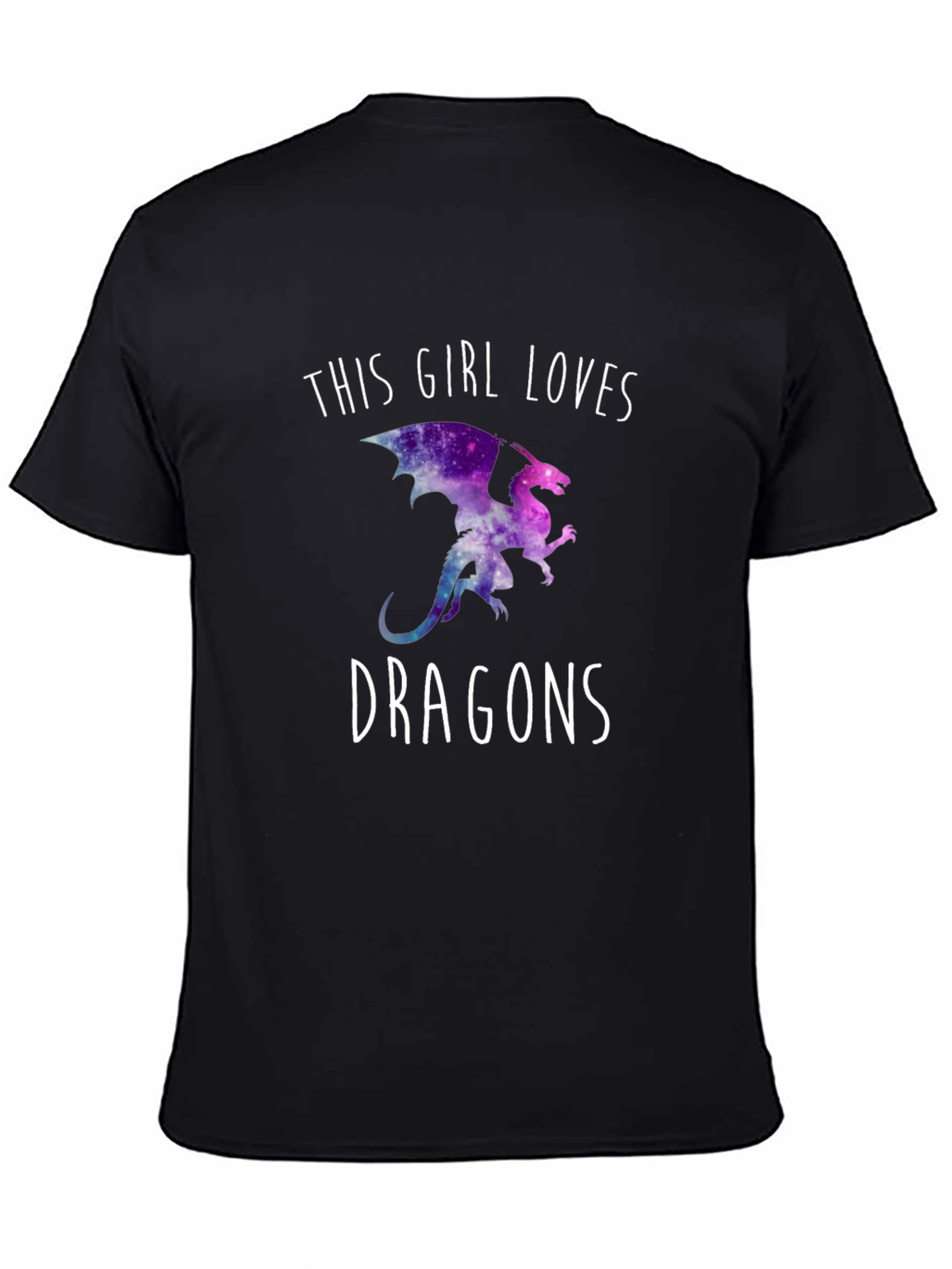 Black This Girl Loves Dragons T-Shirt - Galaxy Dragon Design view 4