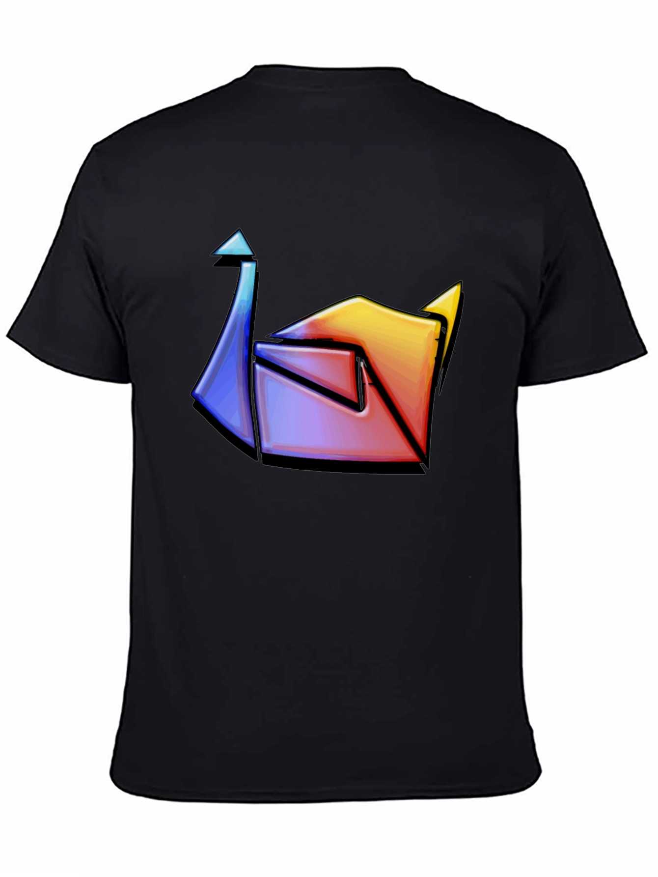 Black Abstract Colorful Origami Graphic Tee view 4
