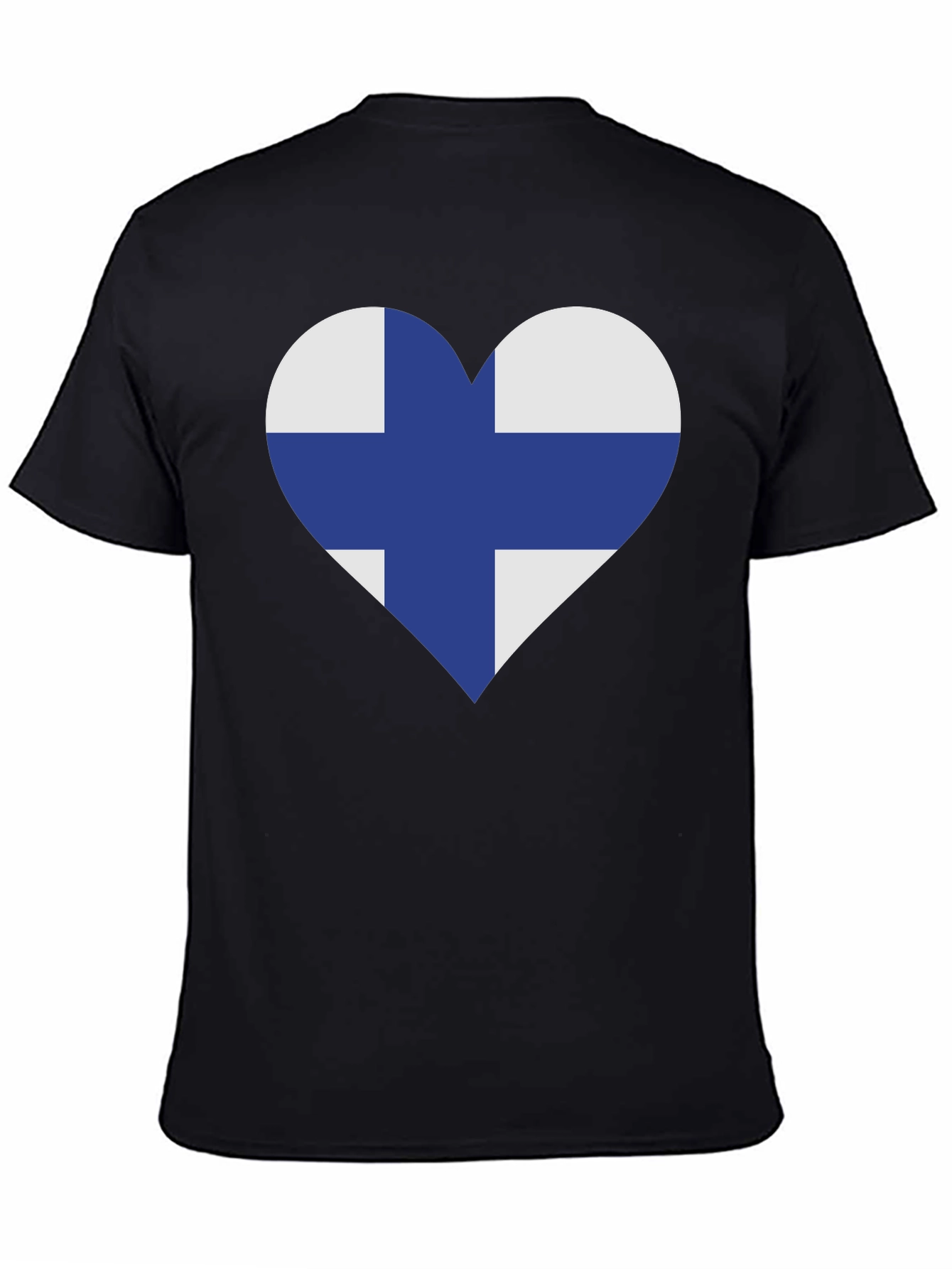 Black Finland Flag Heart T-Shirt - Finnish Pride Tee view 4