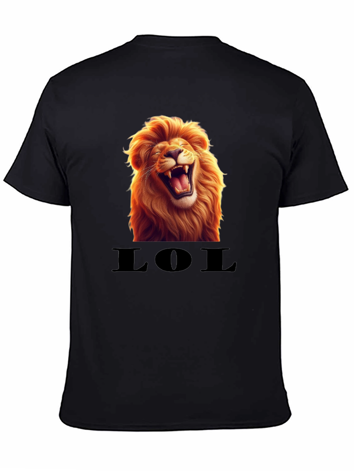 Black Laughing Lion LOL Graphic Tee - Black view 4