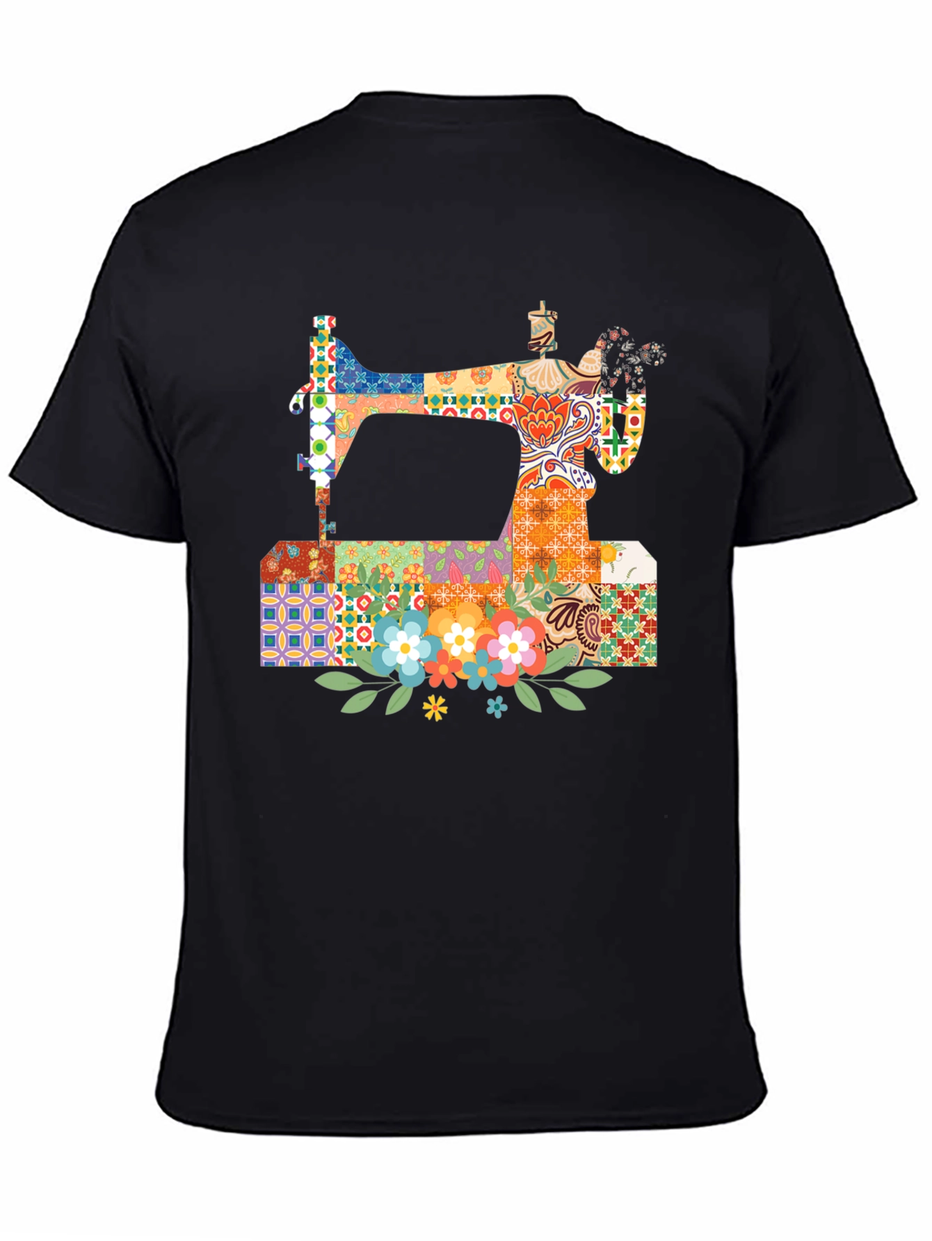 Black Sewing Machine Floral T-Shirt view 4