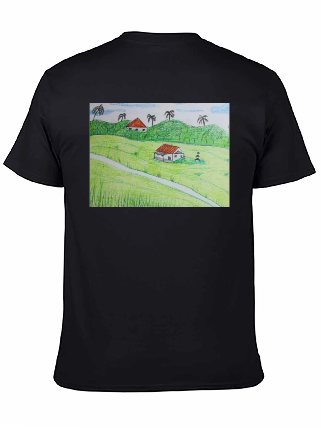 Black Nature Landscape Graphic T-Shirt view 4