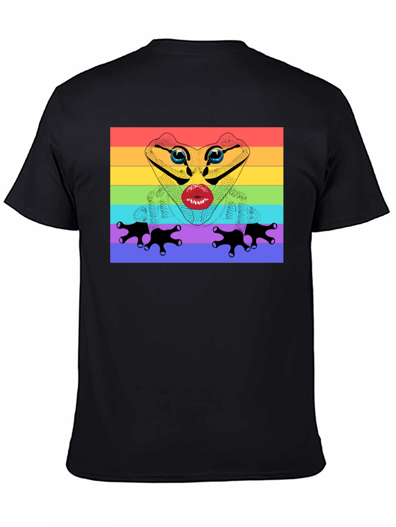 Black Rainbow Frog Lips T-Shirt - Pride Apparel view 4