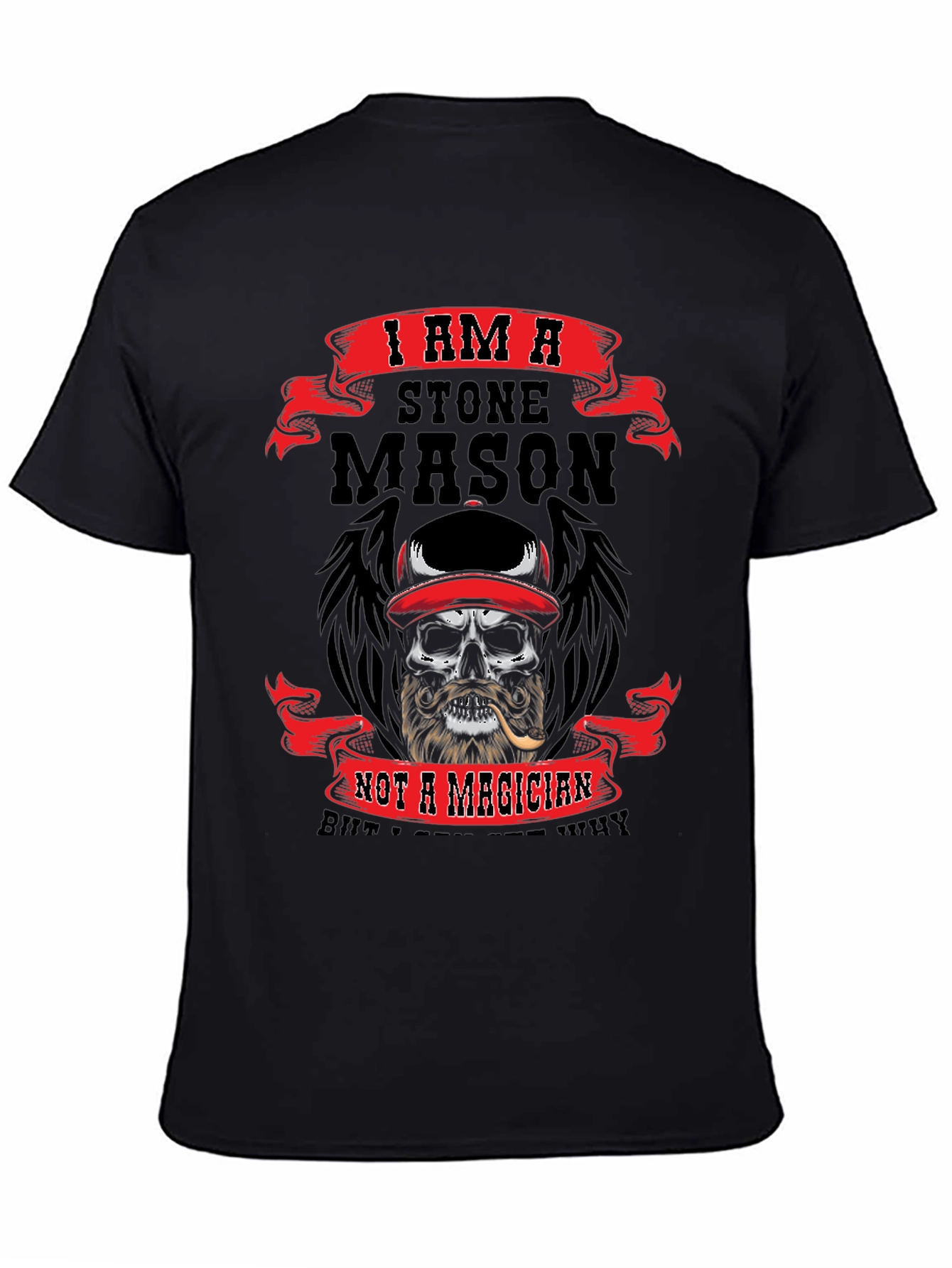 Black Stone Mason Skull Graphic T-Shirt view 4