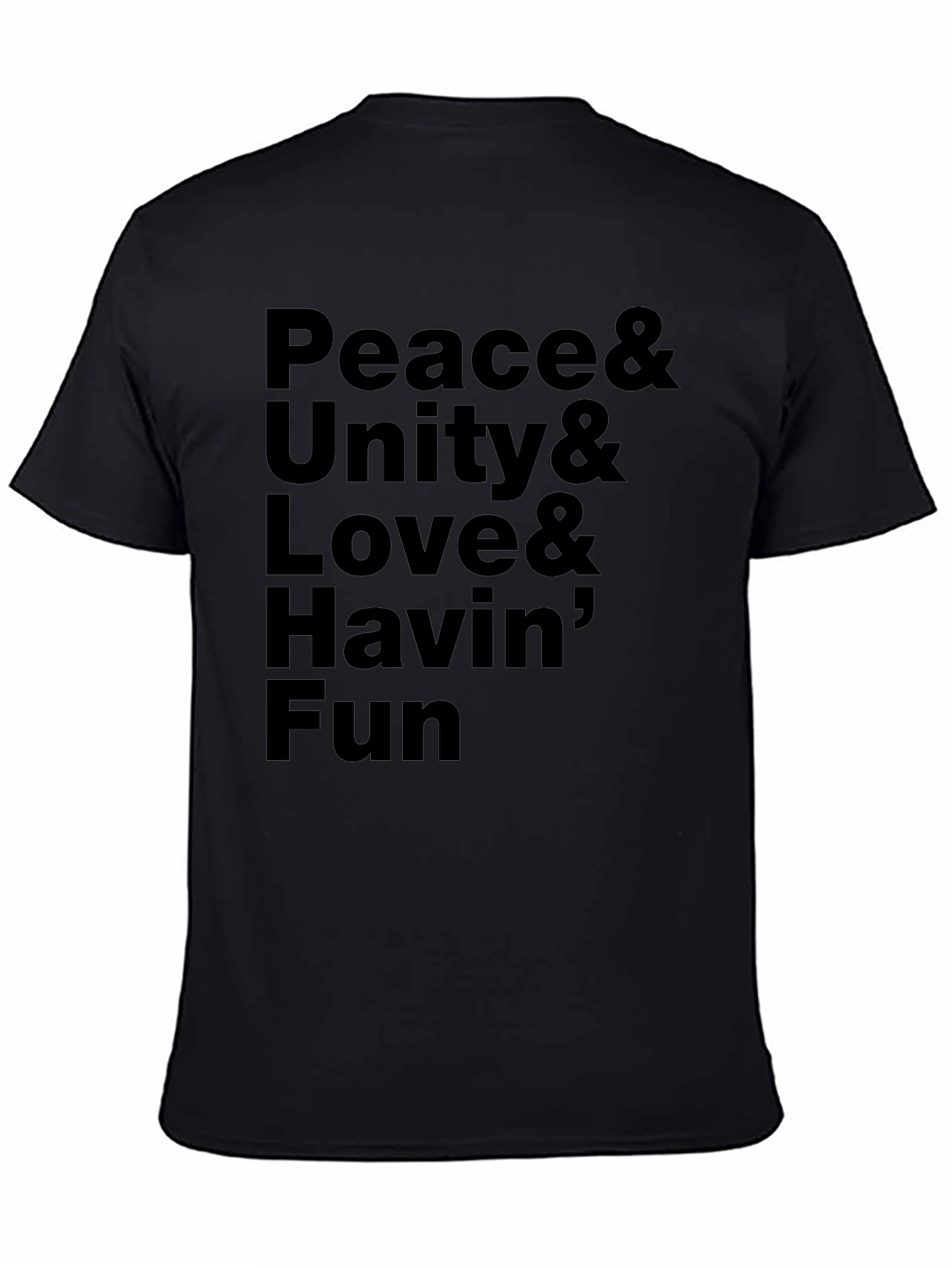 Black Peace Unity Love Fun Black Graphic Tee view 4