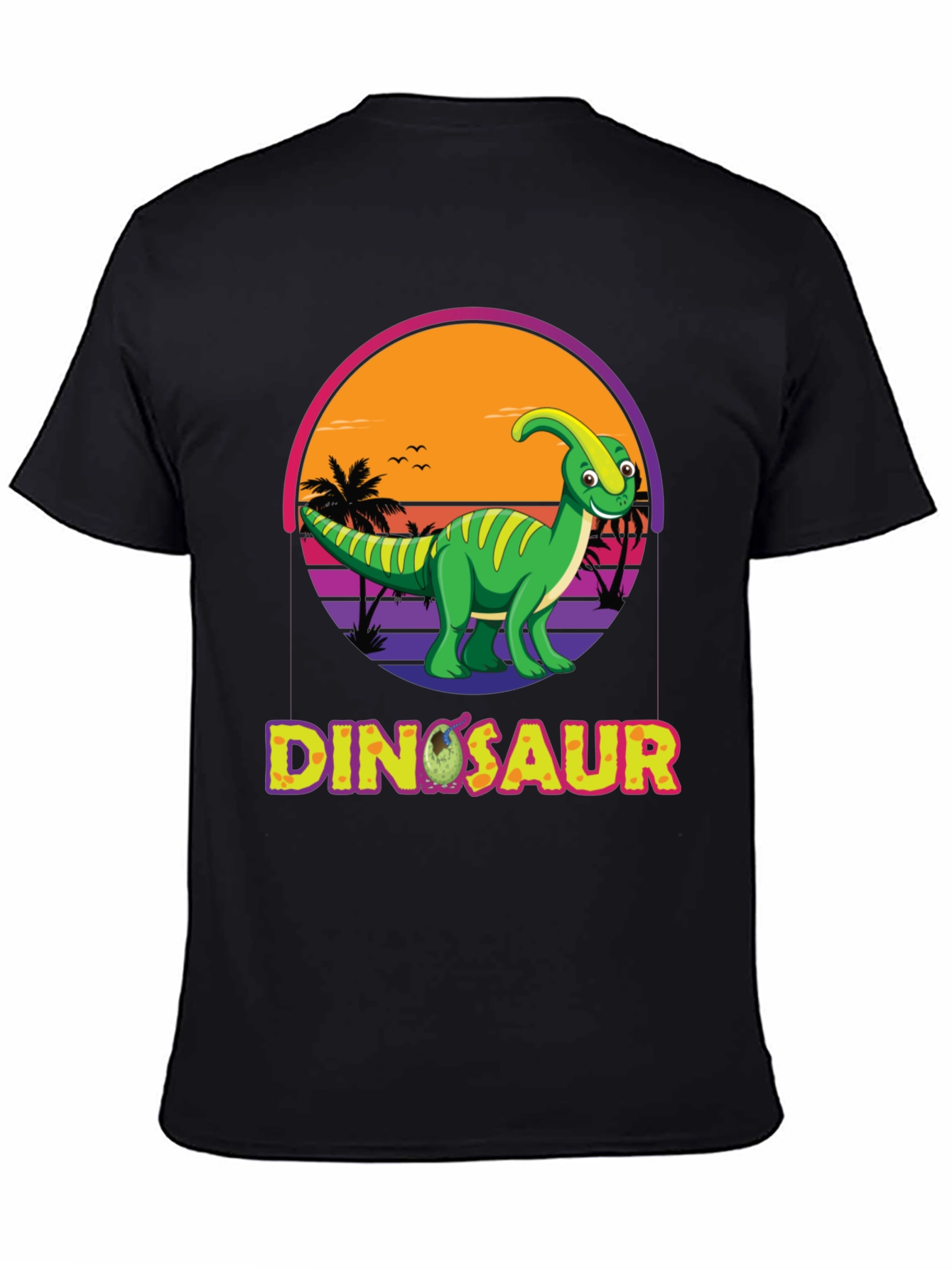 Black Dinosaur Sunset T-Shirt view 4