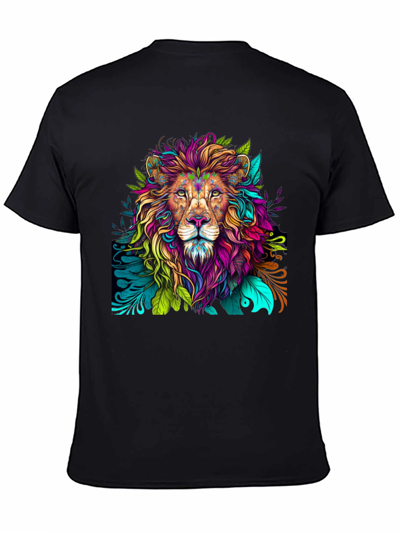 Black Colorful Lion Graphic Tee - Bold Style view 4