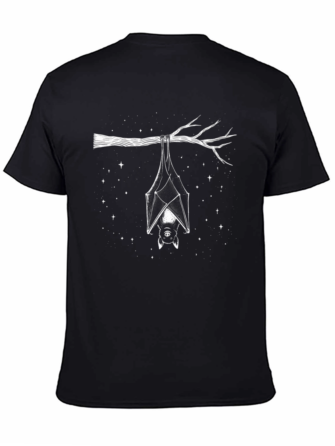 Black Bat Print Black T-Shirt - Hanging Bat Design view 4