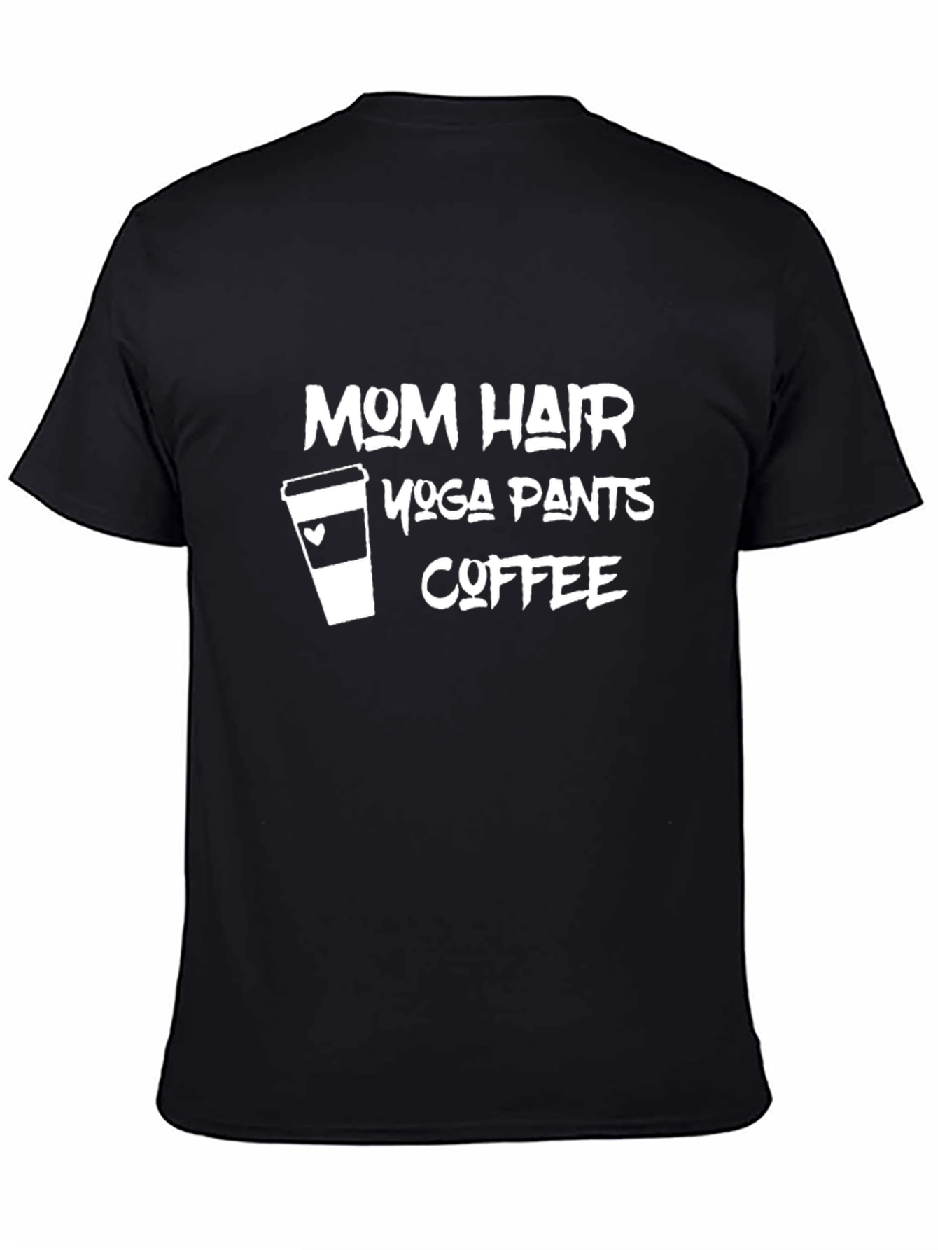 Black Mom Hair, Yoga Pants, Coffee T-Shirt view 4