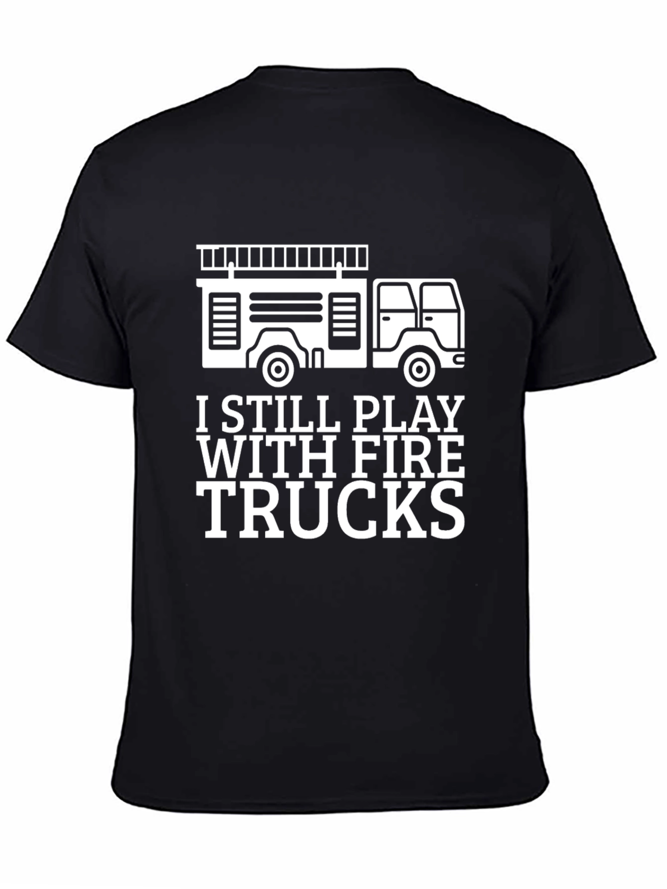 Black Fire Trucks Graphic Tee - Playful Adult Humor Shirt view 4