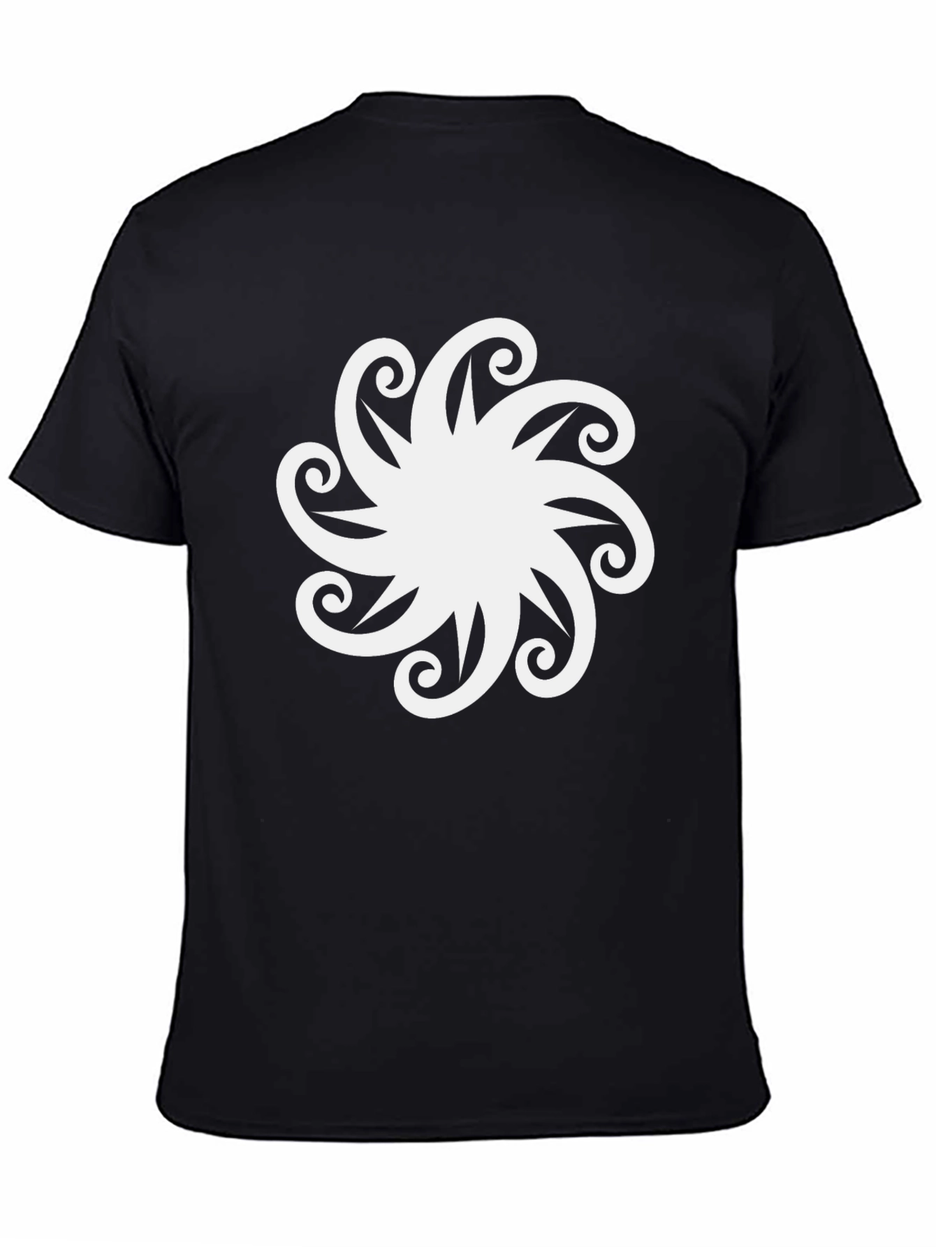 Black Stylish Black T-Shirt with White Floral Design view 4
