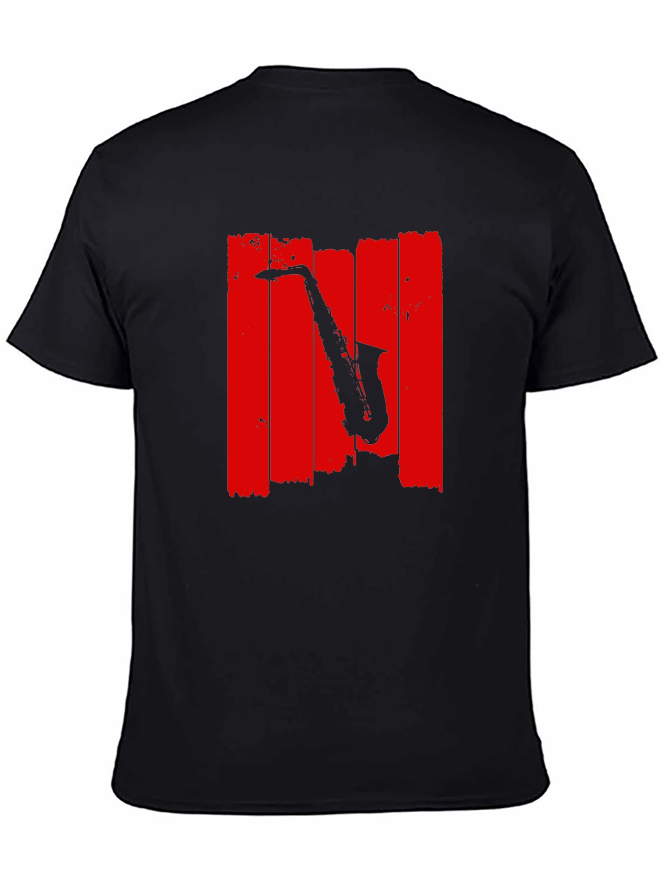 Black Saxophone Graphic Black T-Shirt - Musical Style view 4