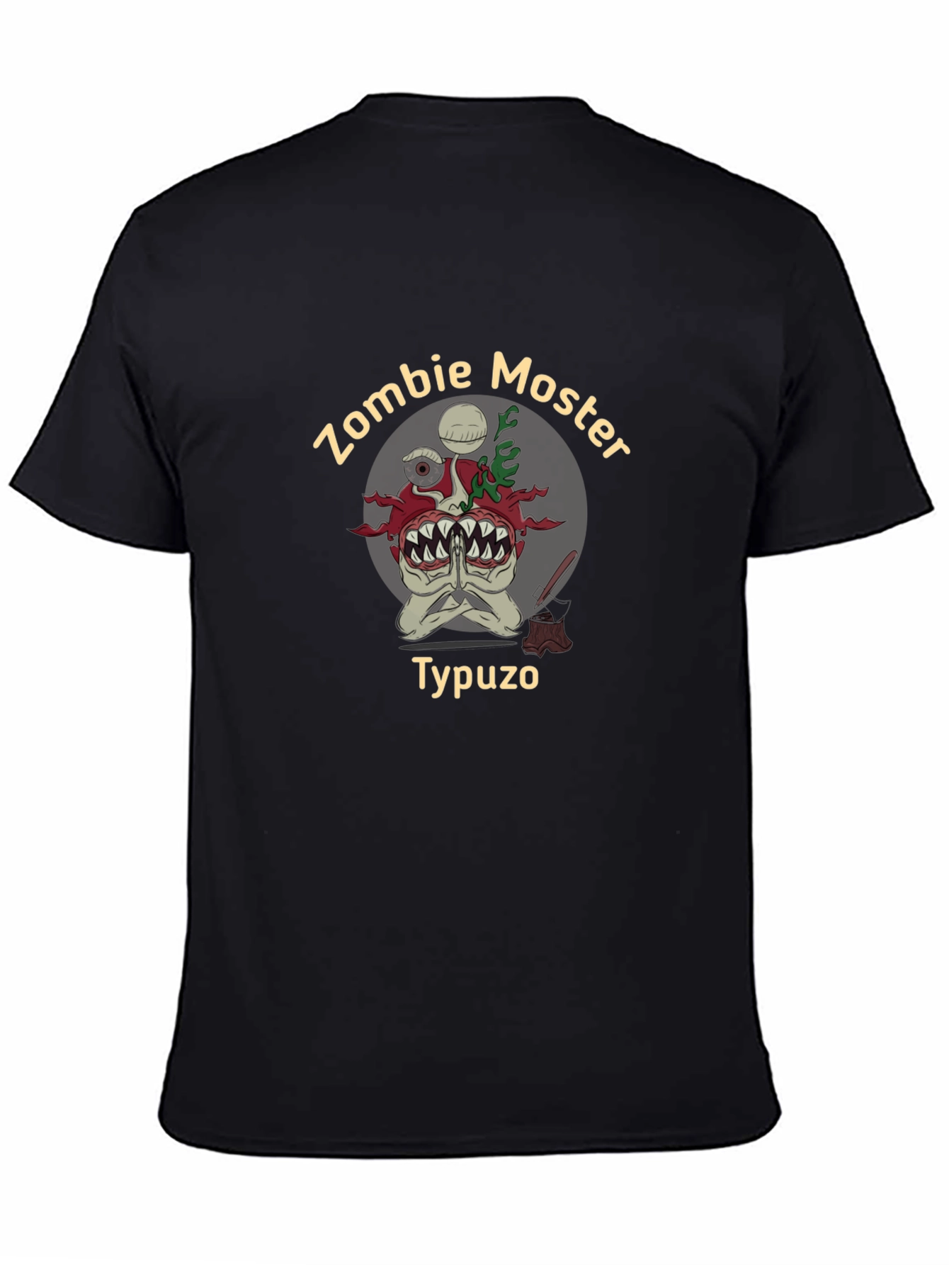 Black Zombie Monster Typuzo T-Shirt view 4