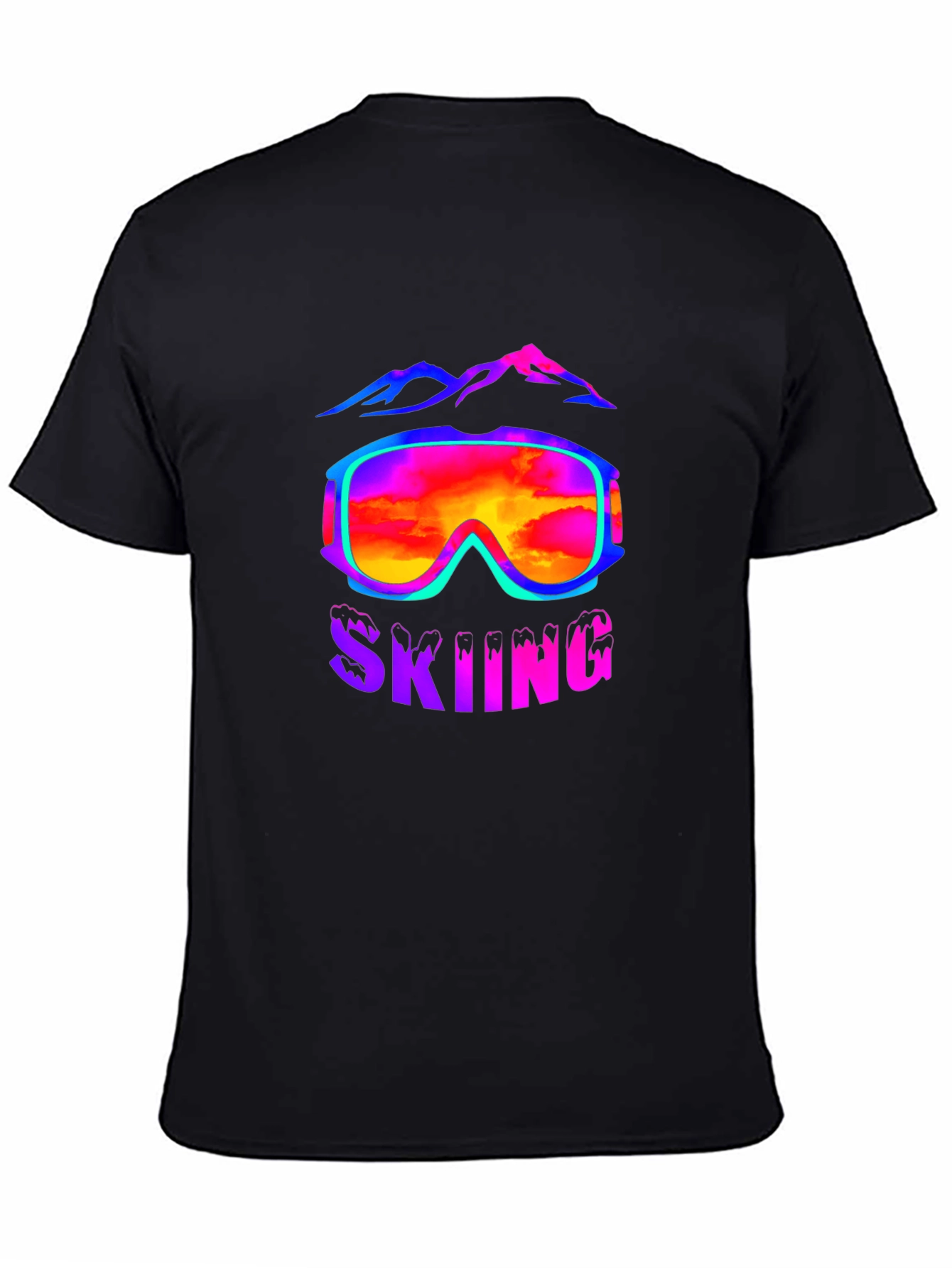 Black Skiing Goggles T-Shirt - Mountain Adventure Tee view 4