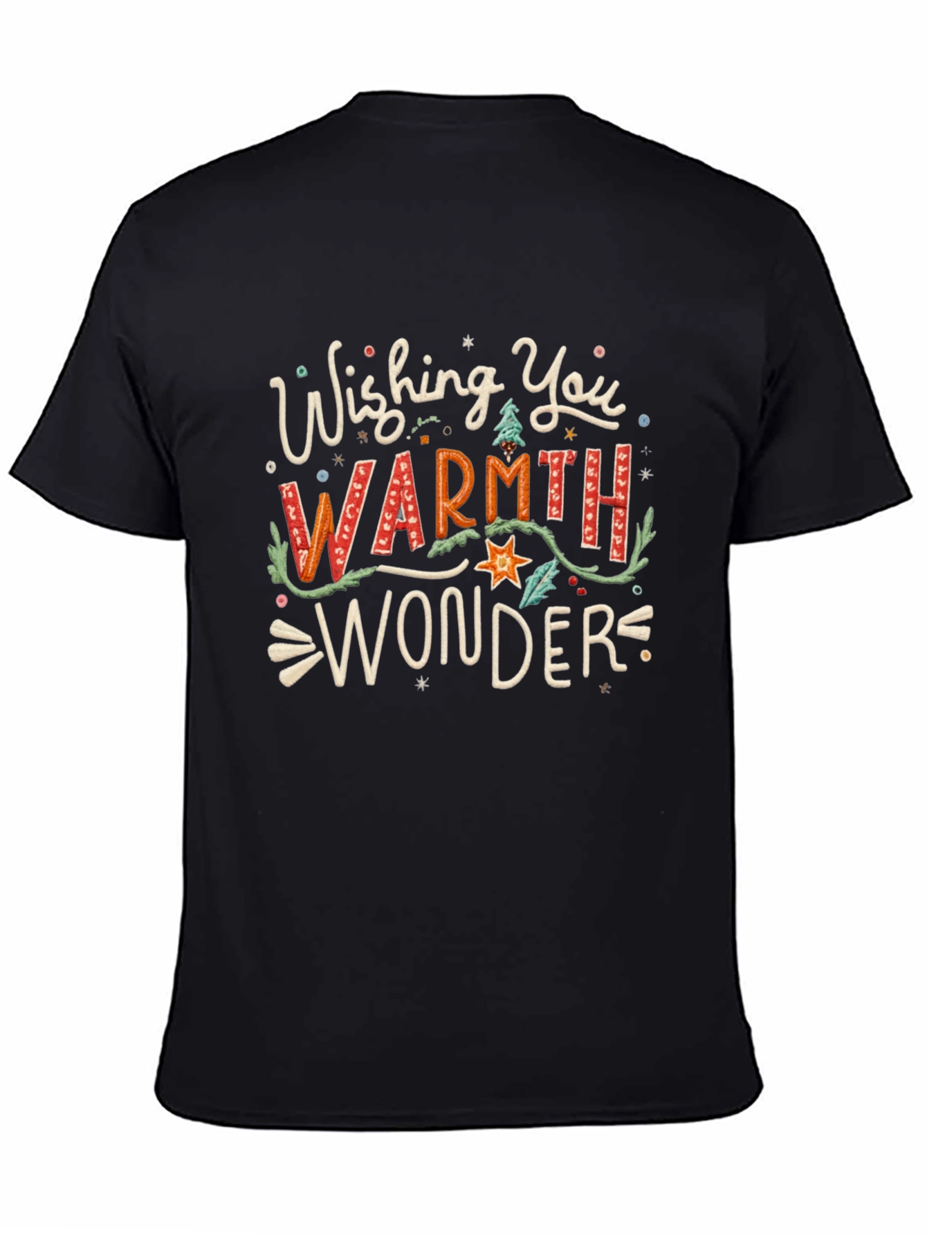Black Wishing You Warmth and Wonder Graphic Tee view 4