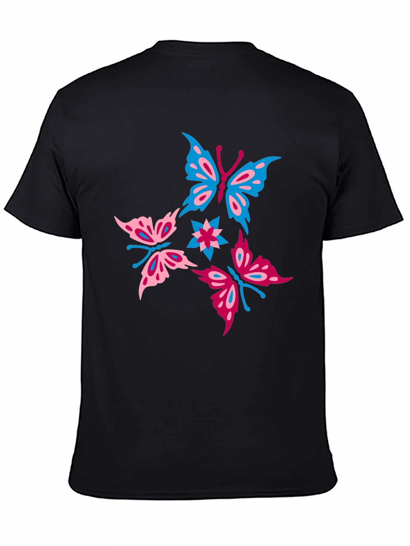 Black Butterfly Graphic Print Black T-Shirt view 4