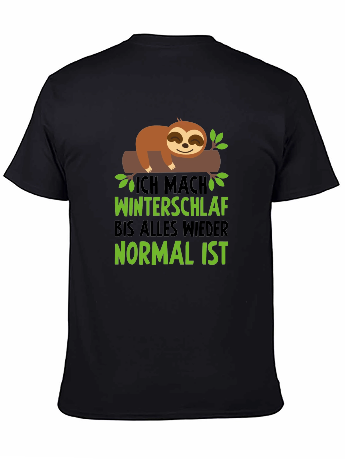 Black Sloth Winter Sleep T-Shirt - Funny Graphic Tee view 4