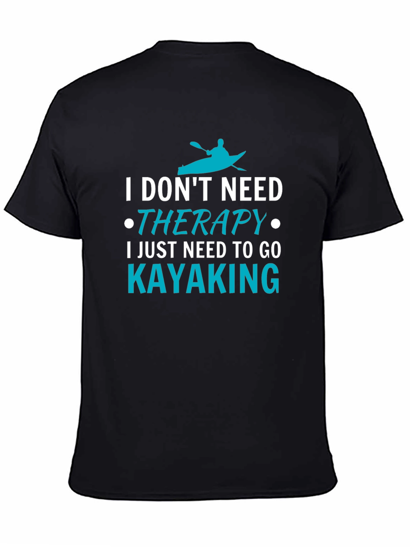 Black Kayaking Therapy T-Shirt - Paddling Adventure Tee view 4