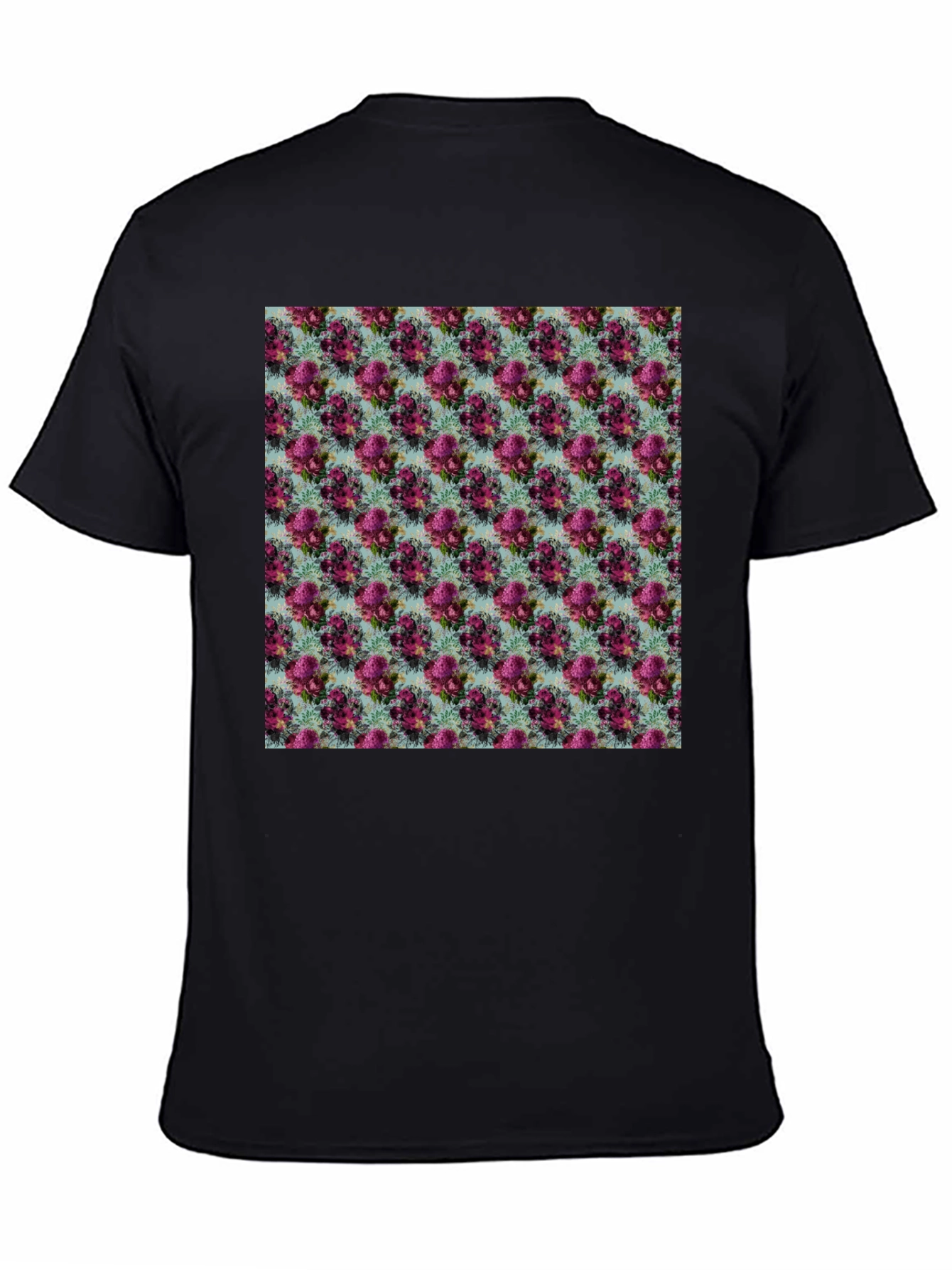 Black Floral Pattern T-Shirt view 4
