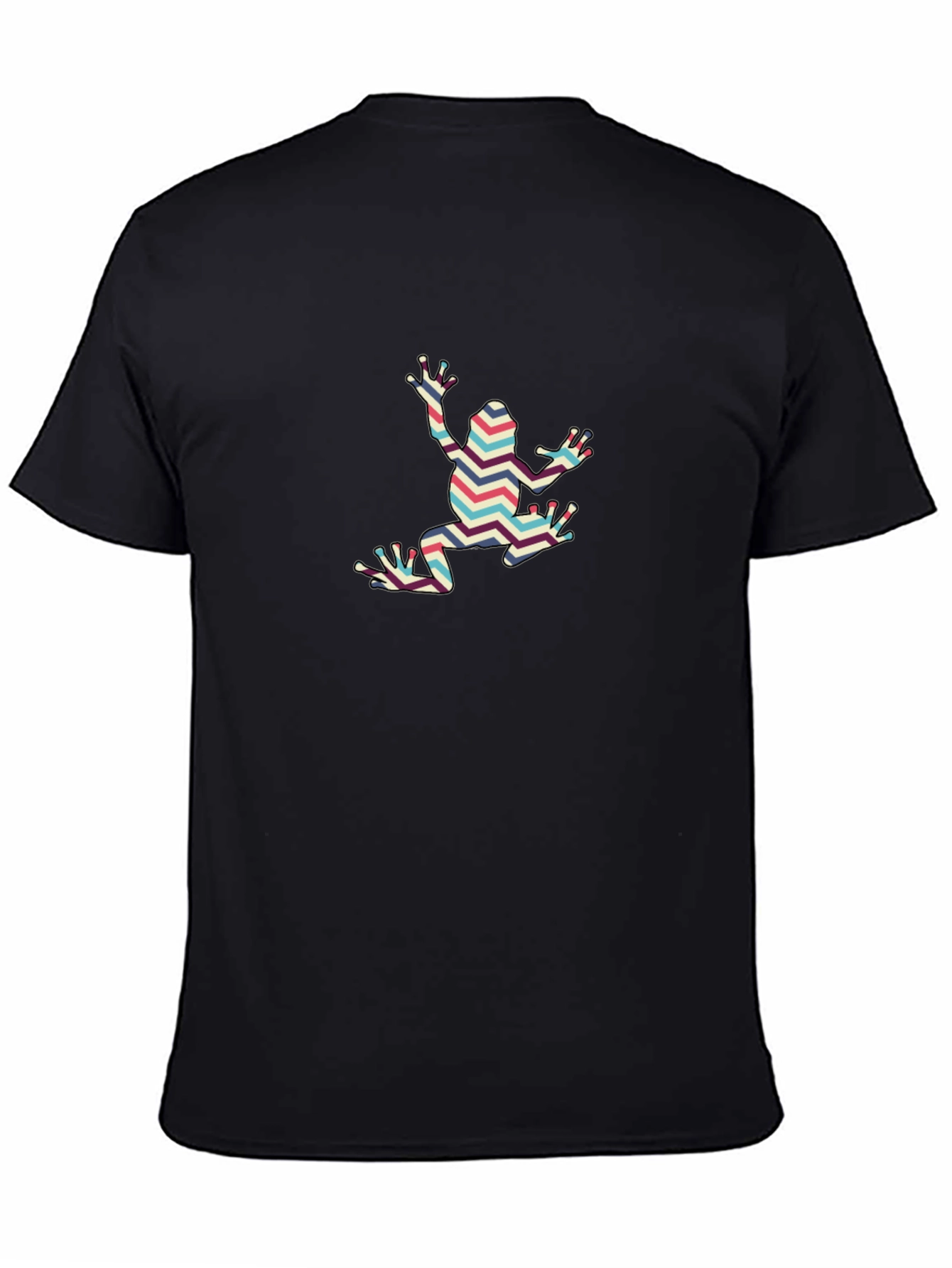 Black Chevron Frog Graphic Tee - Men's Black T-Shirt view 4