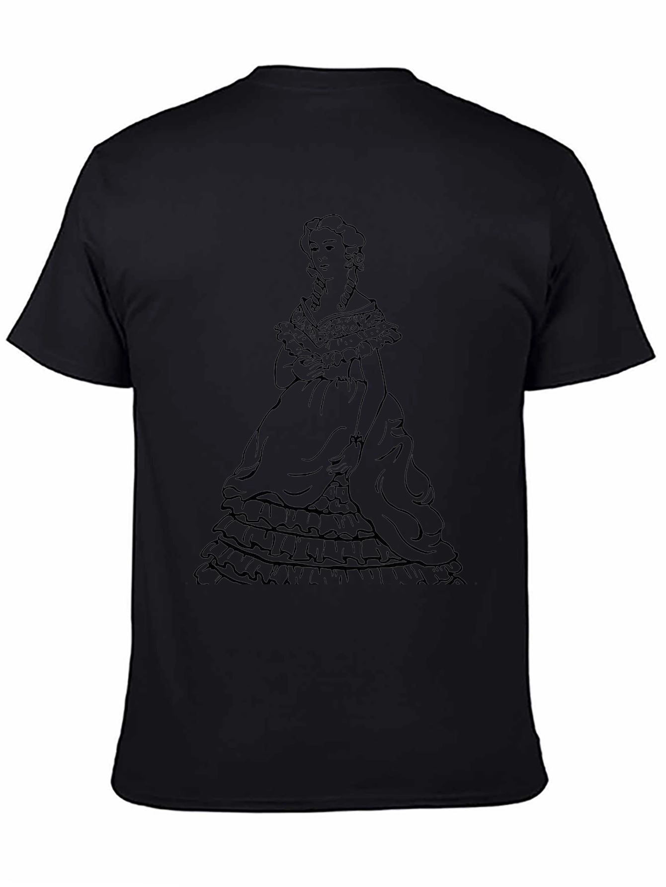 Black Victorian Lady Graphic Black T-Shirt view 4