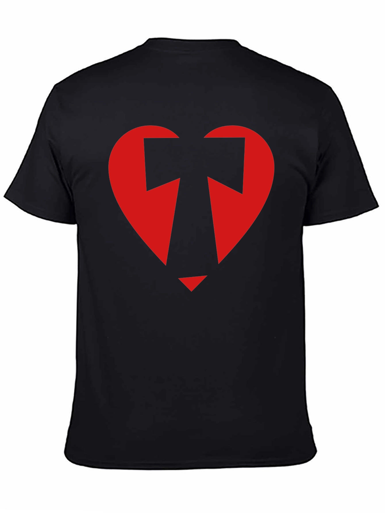 Black Geometric Heart Graphic Tee - Black view 4