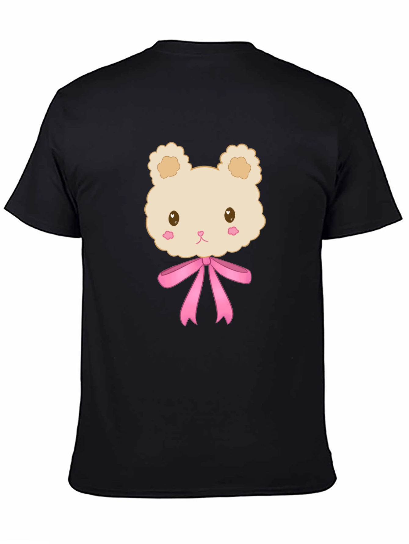 Black Cute Cartoon Teddy Bear T-Shirt - Black view 4