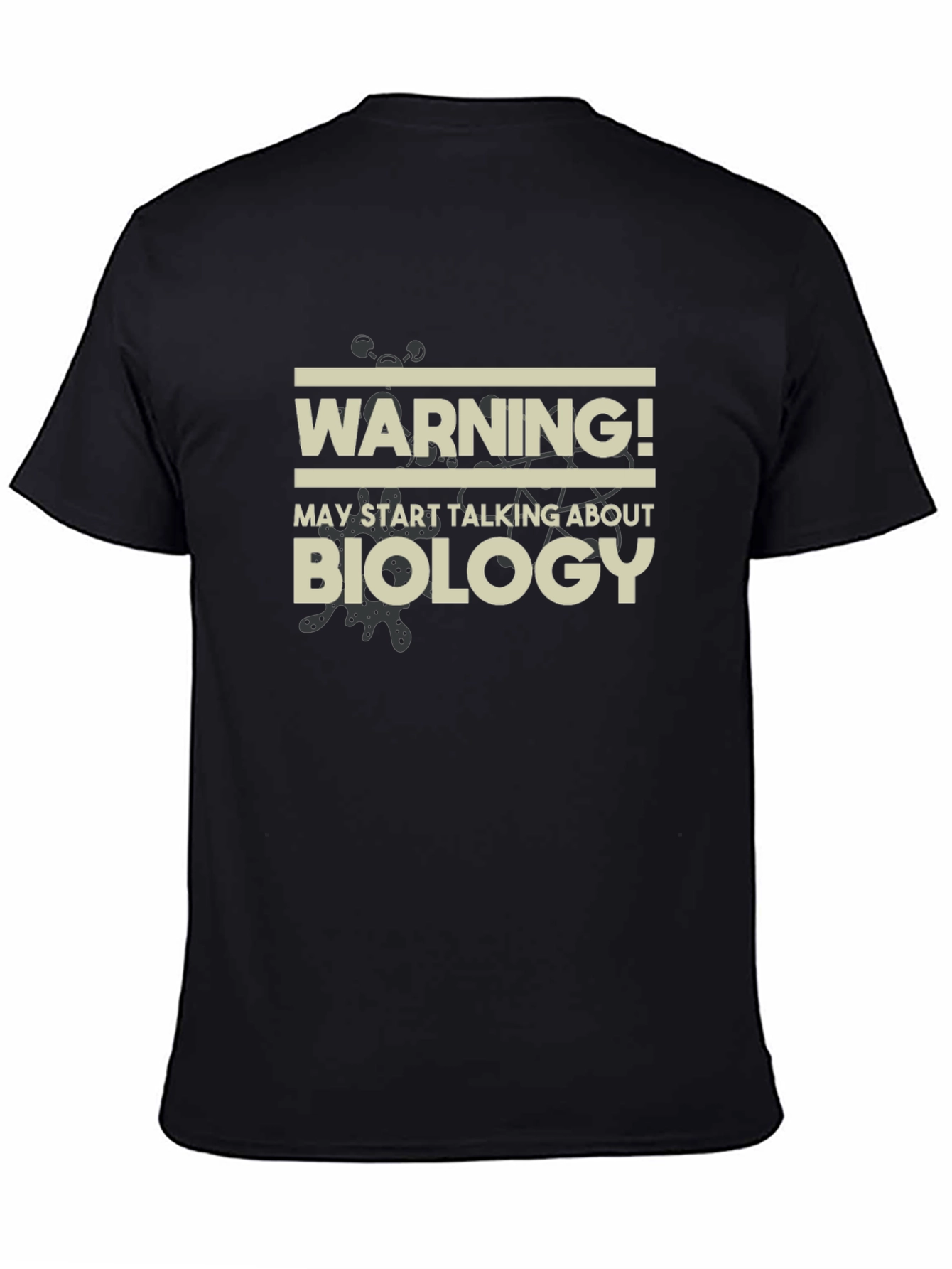 Black Warning Biology Men's Black T-Shirt view 4
