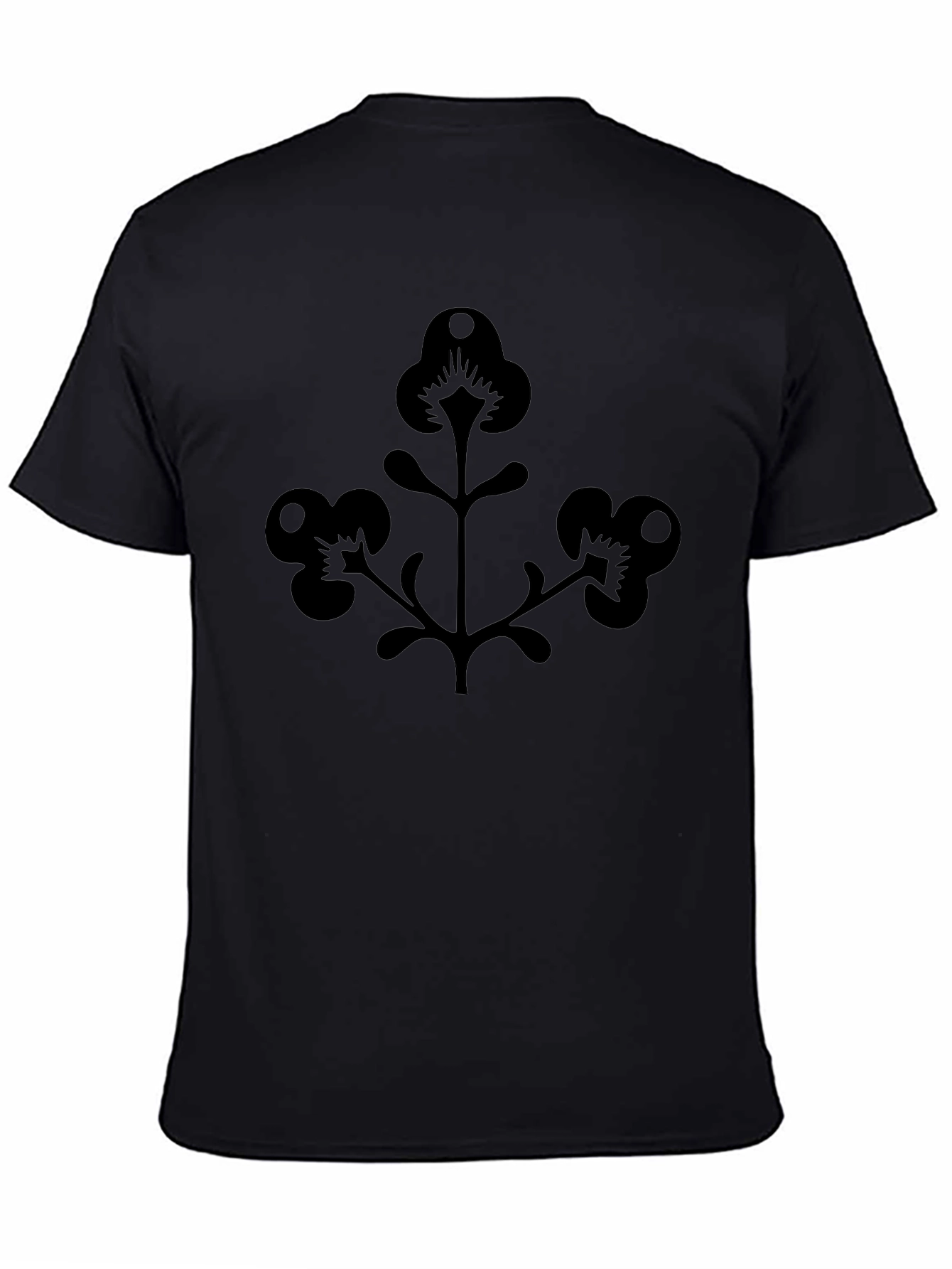 Men's Black T-Shirt with Floral Silhouette Design - 4