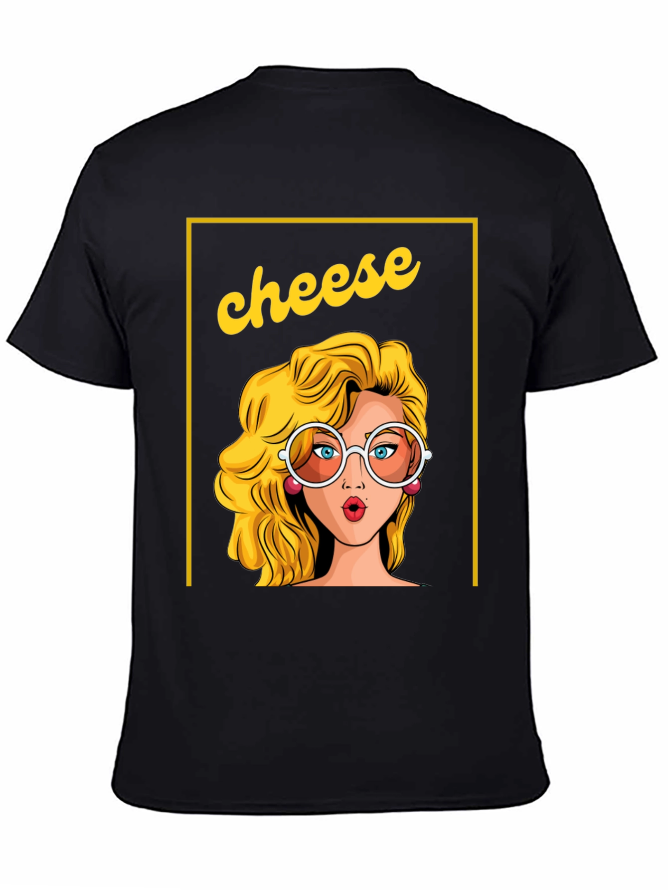 Black Retro 'Cheese' Graphic Tee - Unisex Black T-Shirt view 4