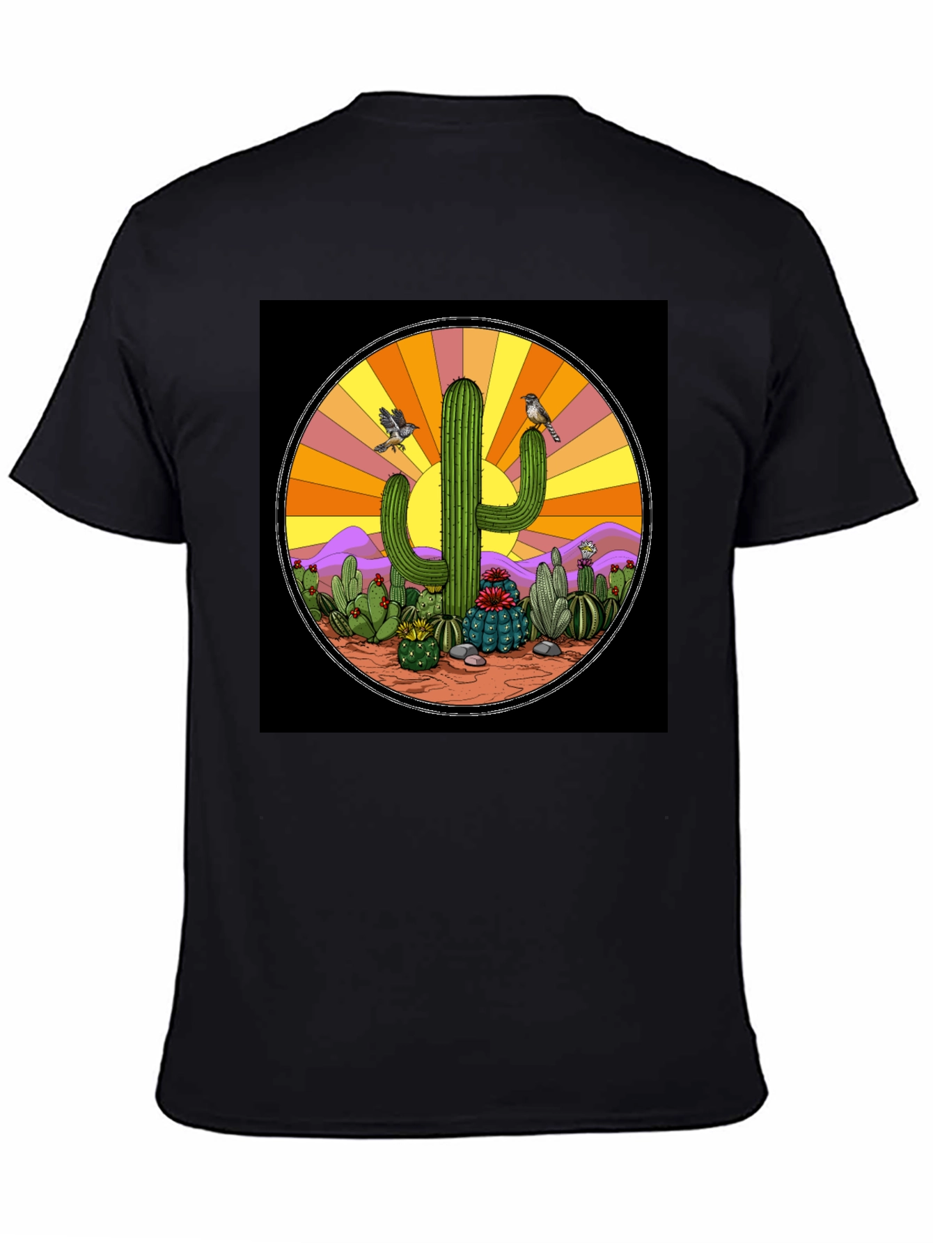 Black Cactus Desert Graphic T-Shirt view 4