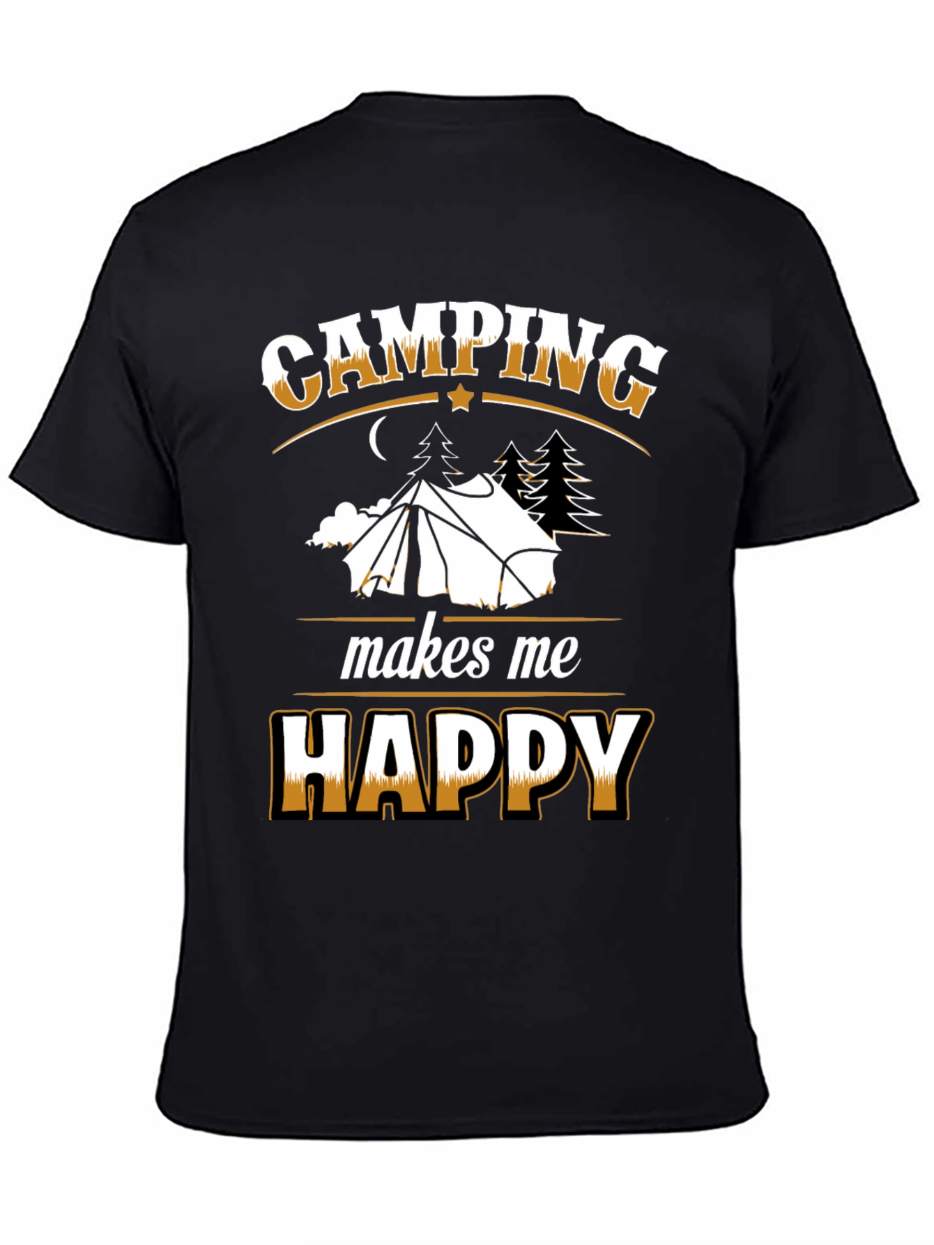 Black Camping Makes Me Happy Black T-Shirt view 4