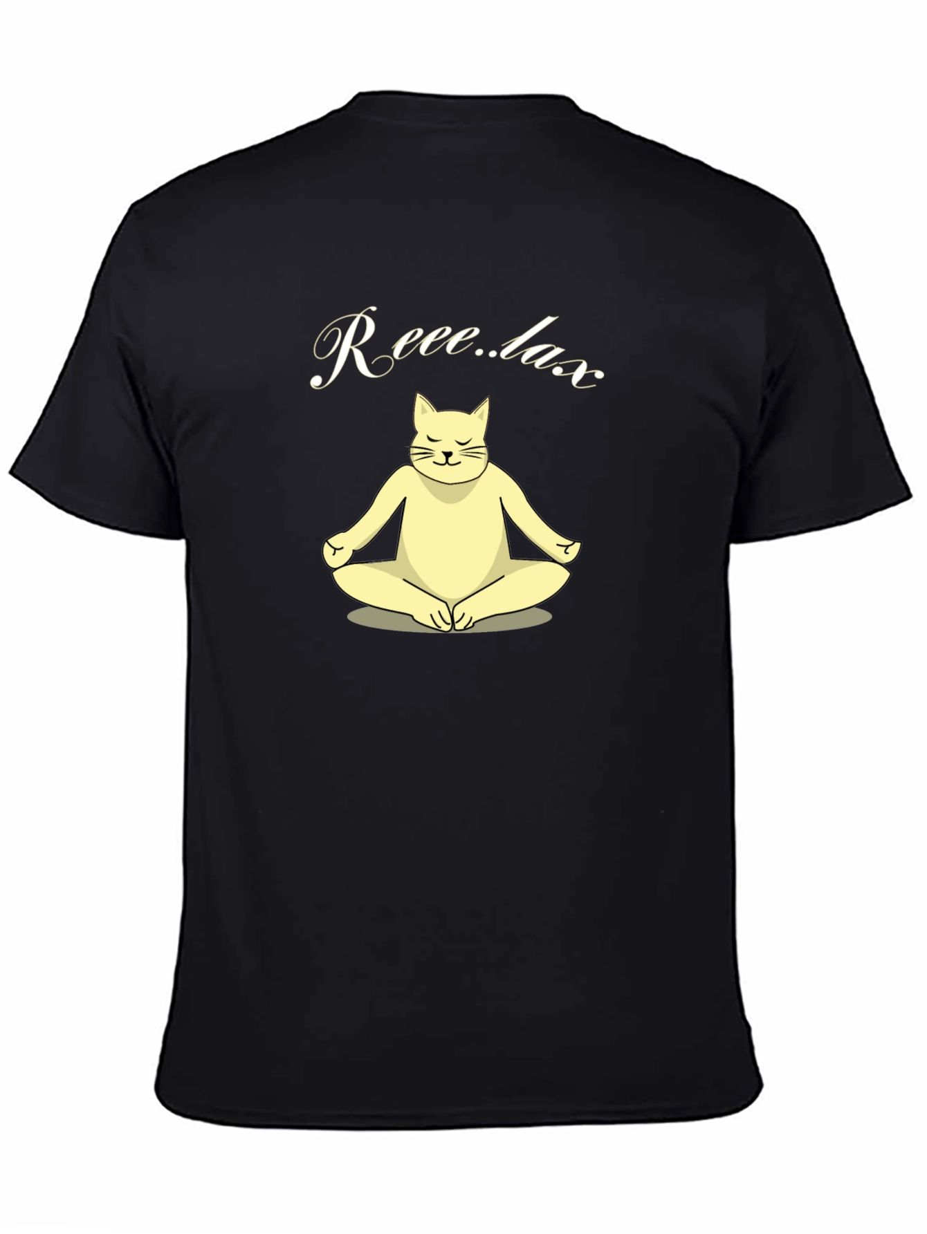 Black Relaxing Cat T-Shirt - Meditating Feline Tee view 4