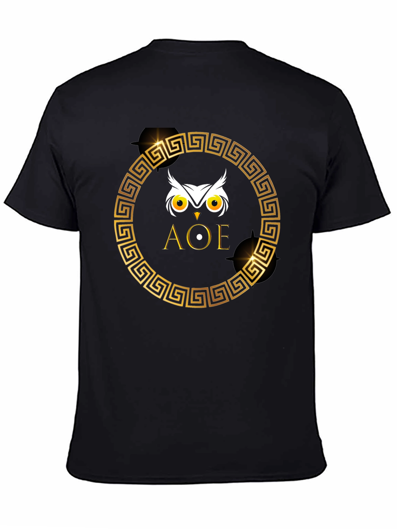 Black Owl AOE Graphic Tee - Greek Key Circle view 4
