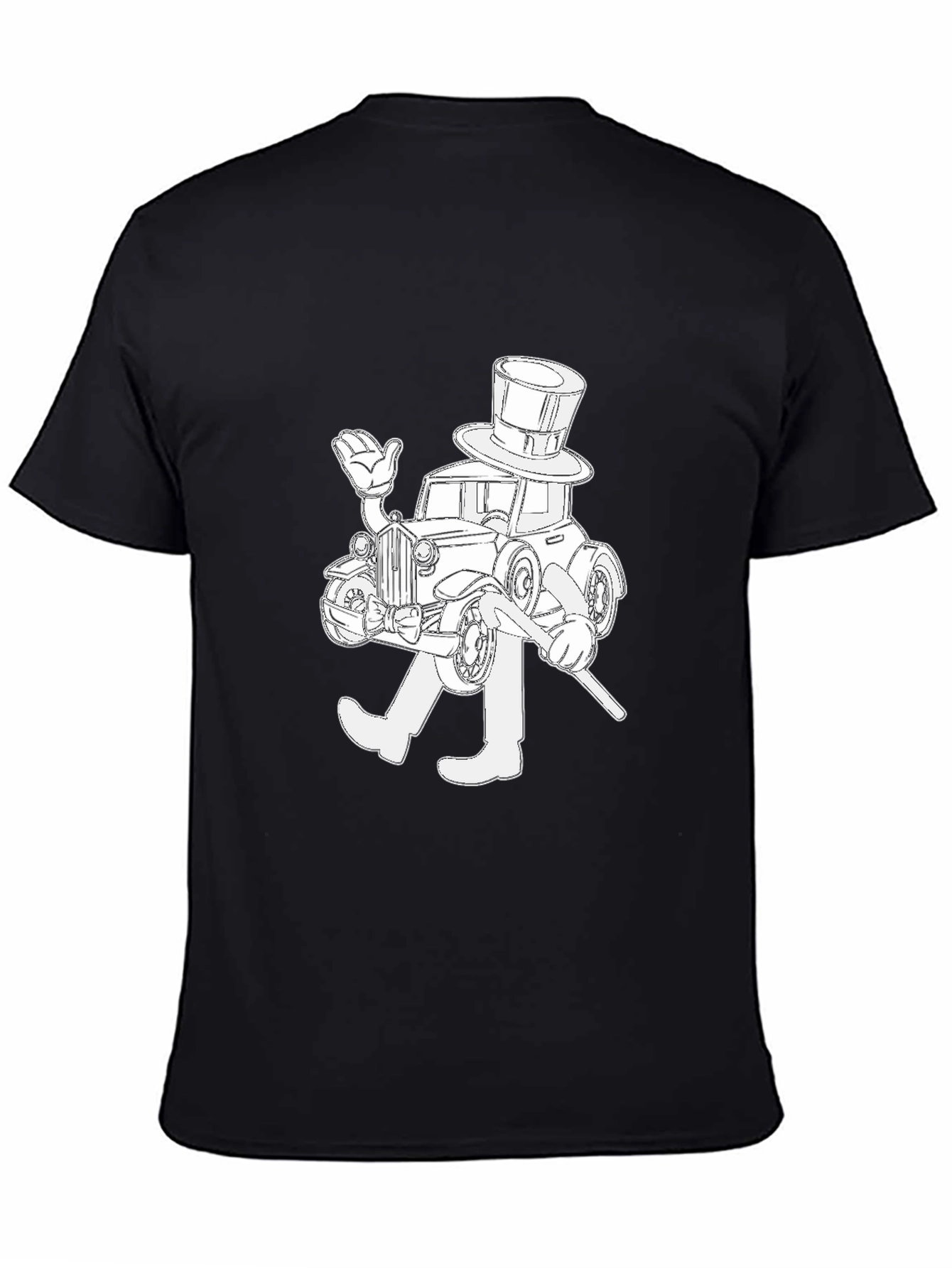 Black Monopoly Man Car Black T-Shirt view 4
