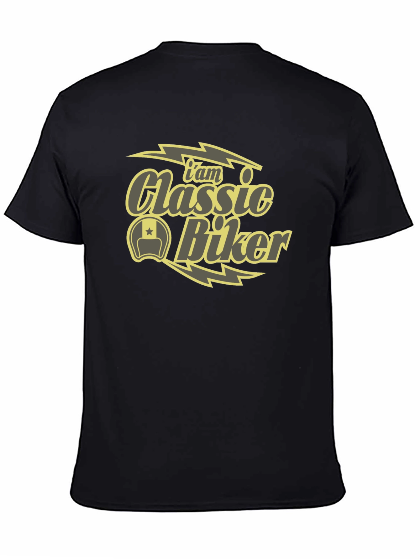 Black Classic Biker T-Shirt - Cool Motorcycle Design view 4