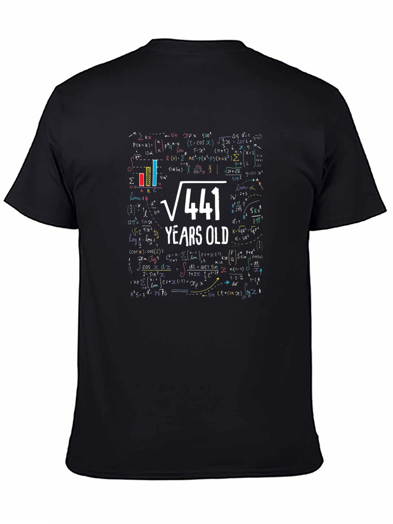 Black Funny Math 21st Birthday T-Shirt - Square Root of 441 view 4