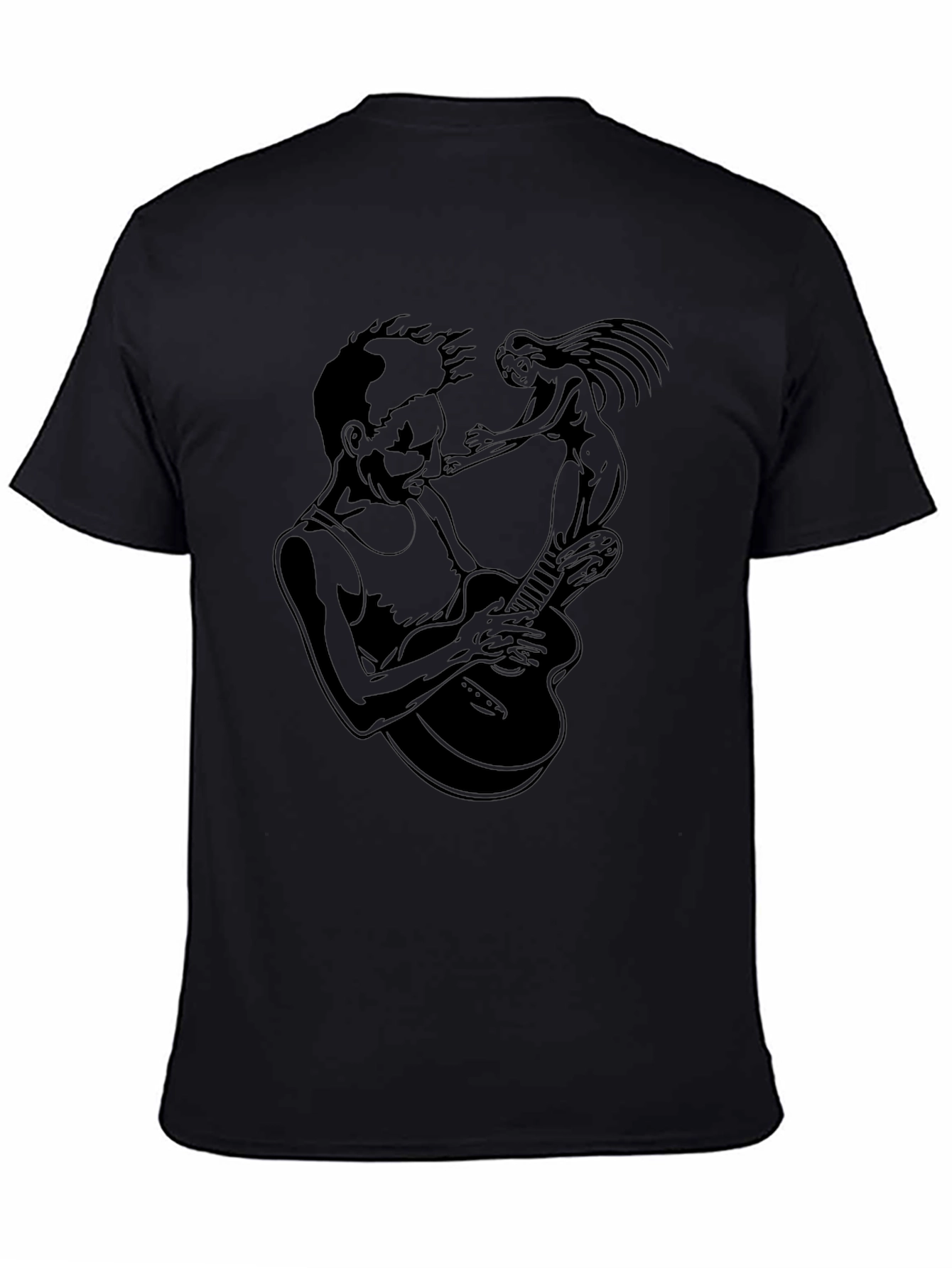 Black Guitarist & Muse Graphic Tee - Black view 4