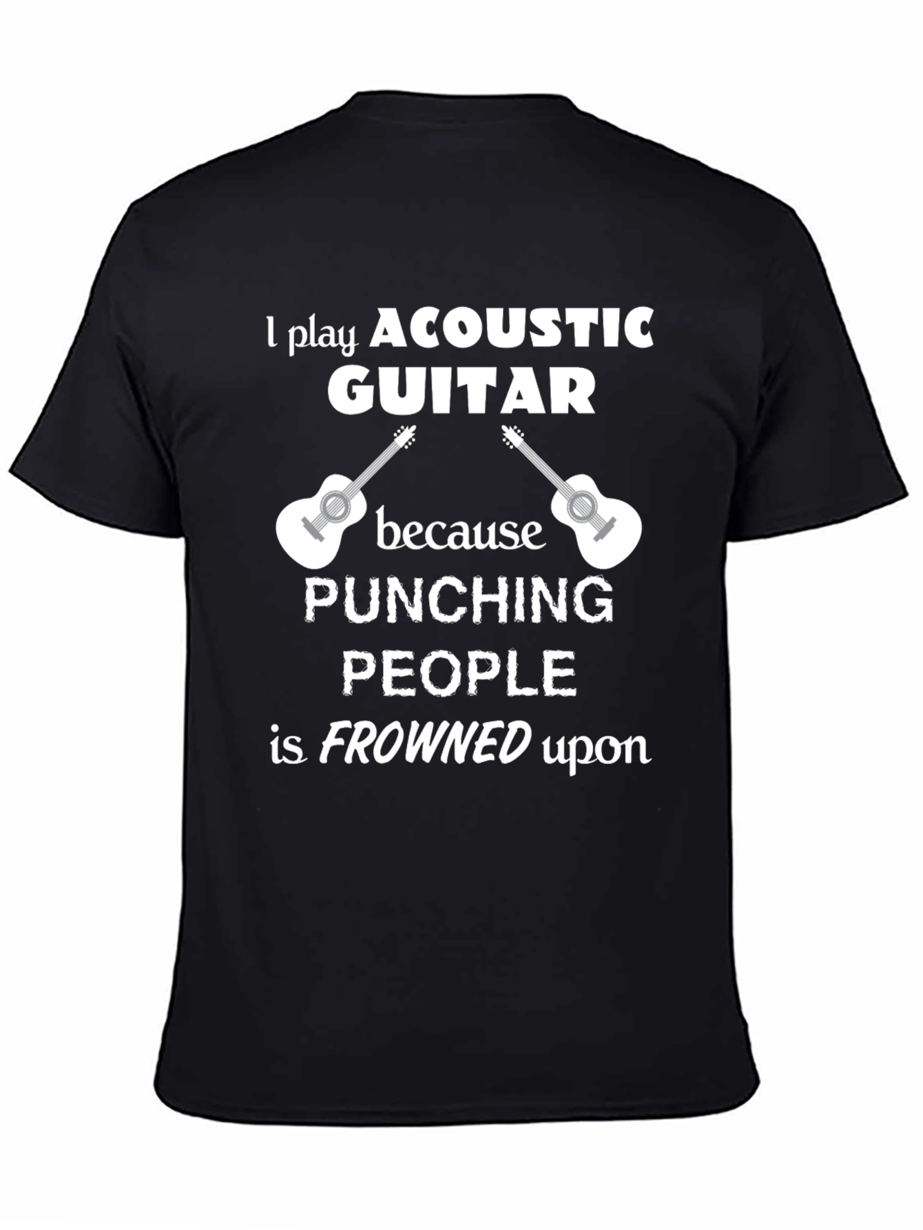 Black Acoustic Guitar T-Shirt - Funny Musician Tee view 4