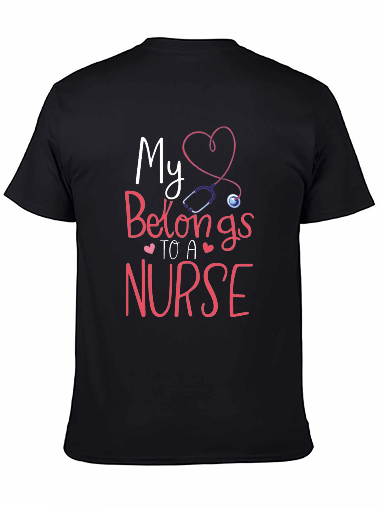 Black My Heart Belongs To A Nurse T-Shirt view 4