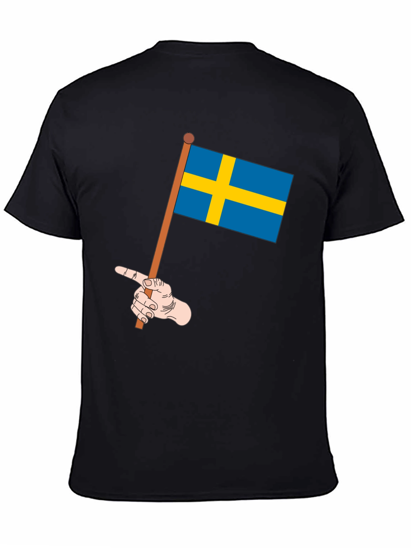 Black Sweden Flag Graphic Tee - Novelty T-Shirt view 4