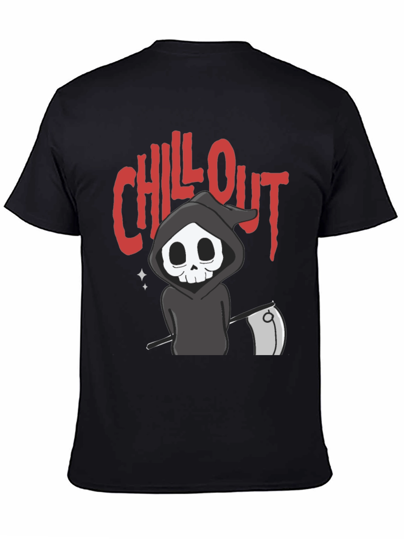 Black Chill Out Grim Reaper Graphic T-Shirt view 4