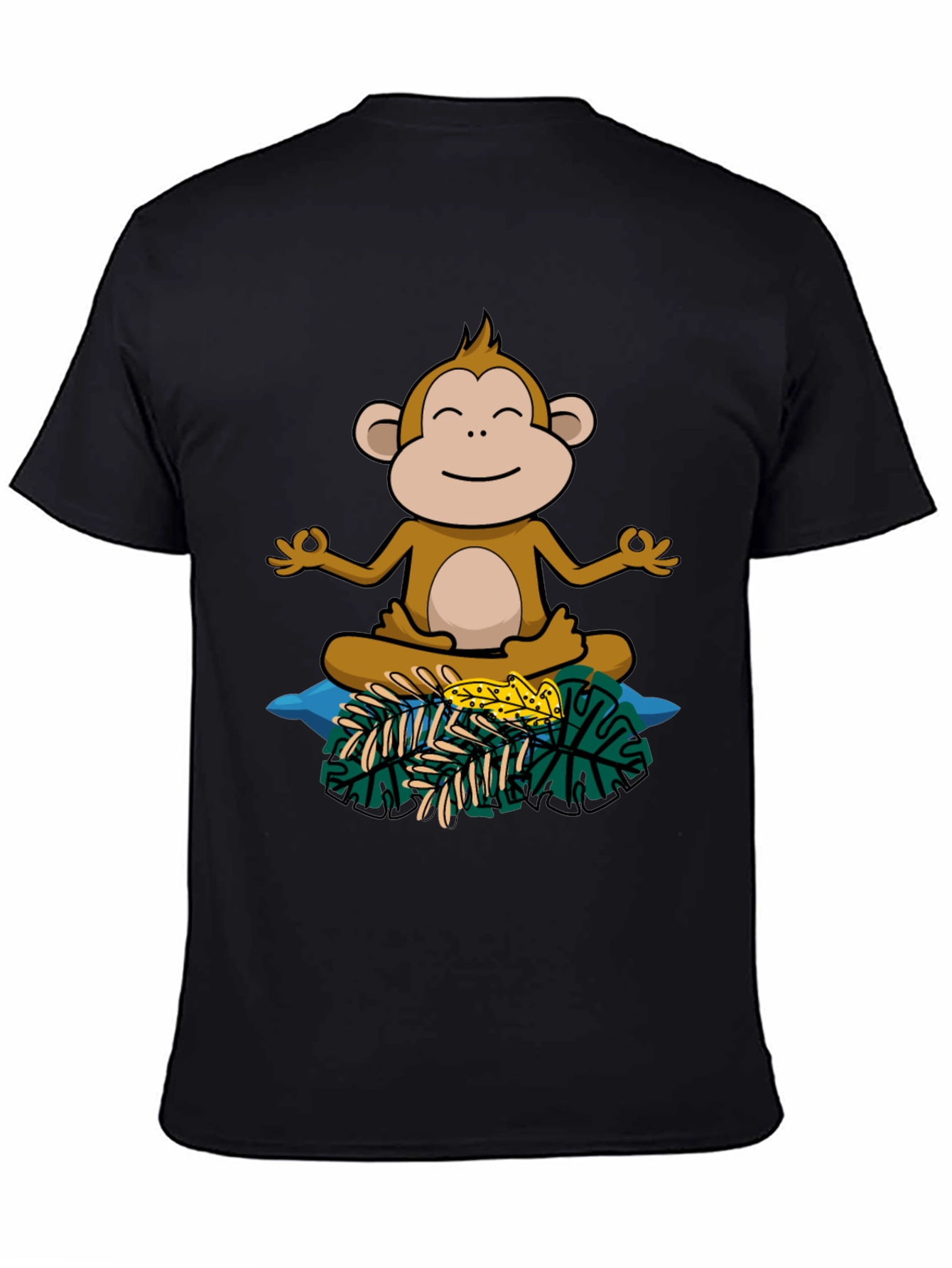 Black Zen Monkey Graphic Tee - Relaxed Fit Cotton Shirt view 4