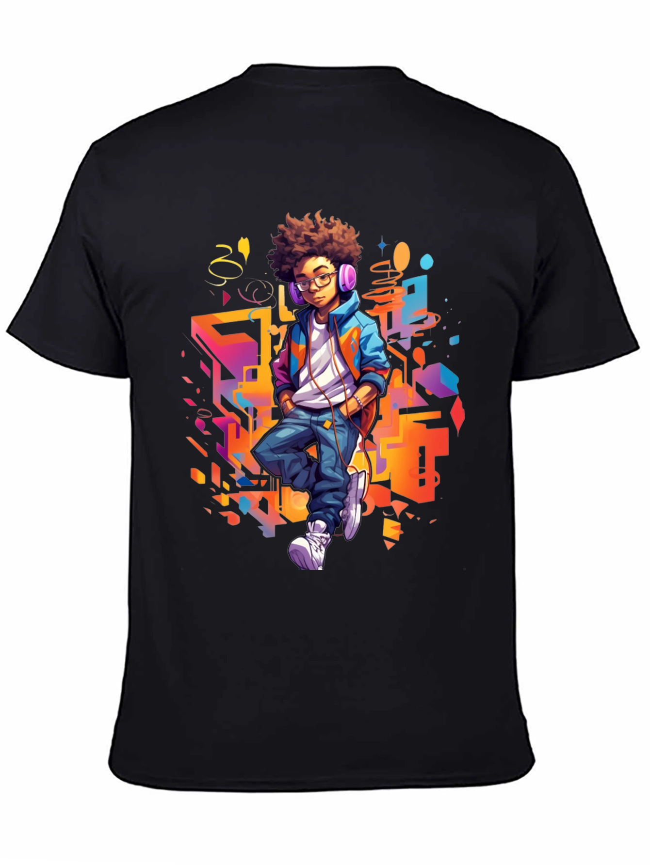 Black Urban Kid Graphic Tee - Cool Youthful Style view 4