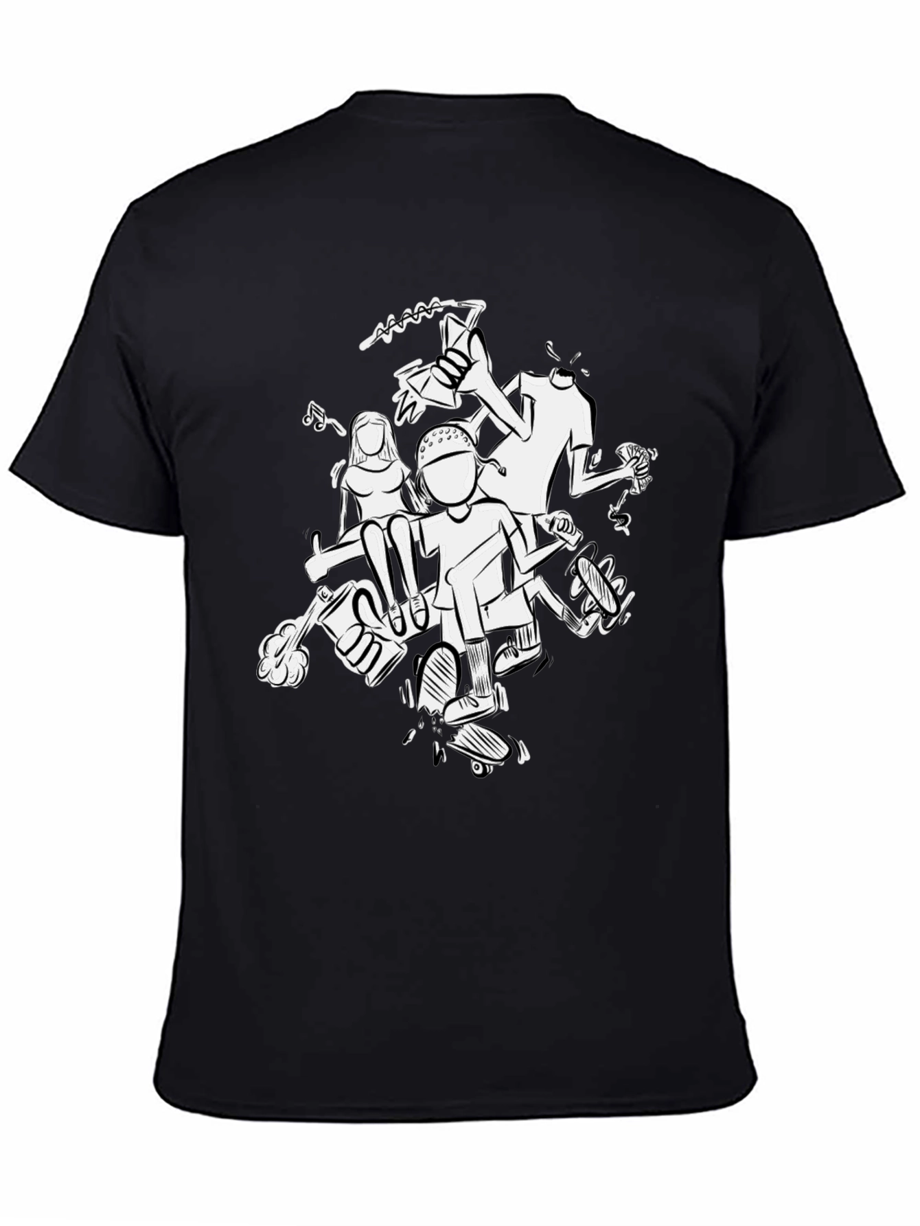 Black Illustrated Graphic Black Tee view 4